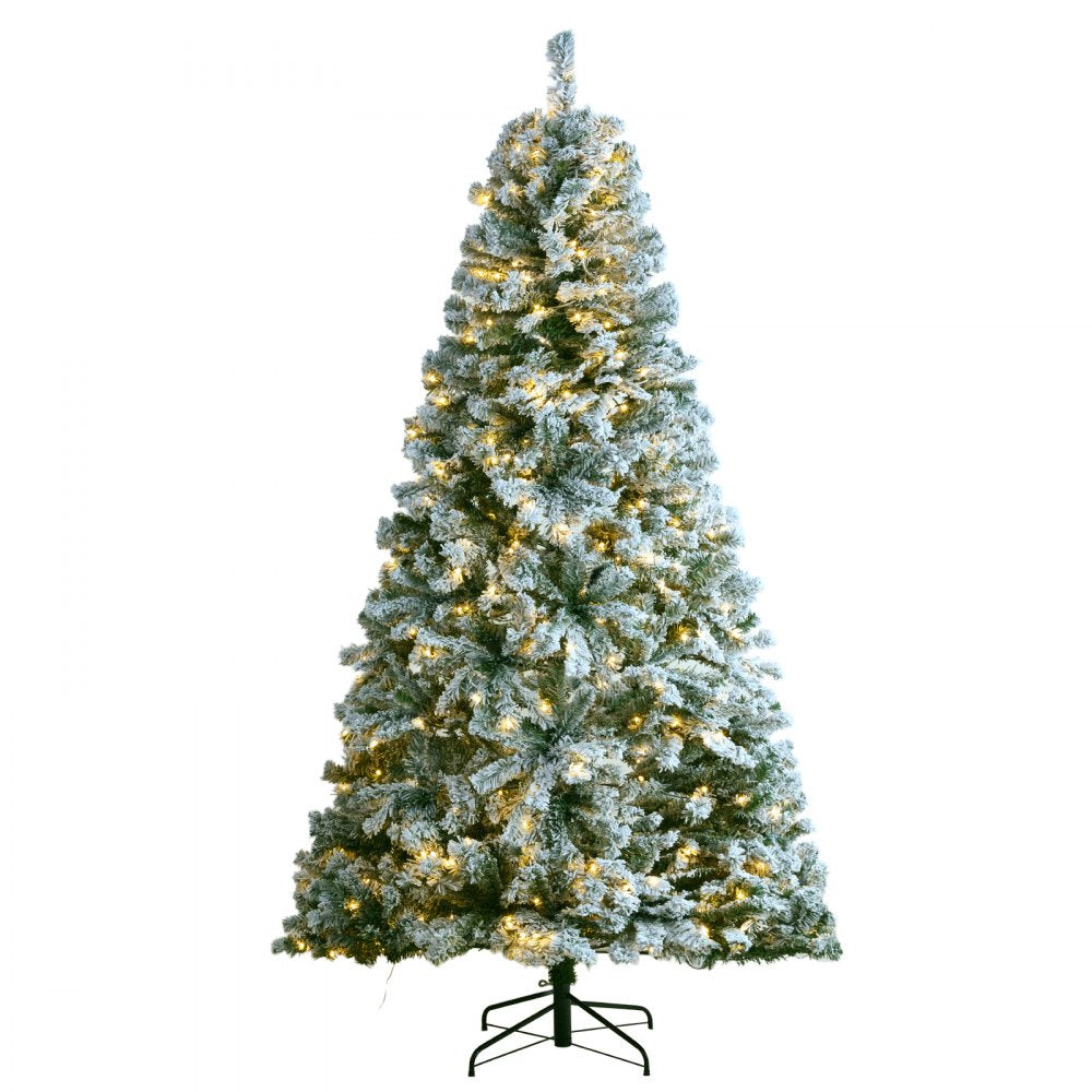 VEVOR Christmas Tree 7.5ft Prelit Flocked Xmas Tree with 550 LED Lights 1346 Tip 