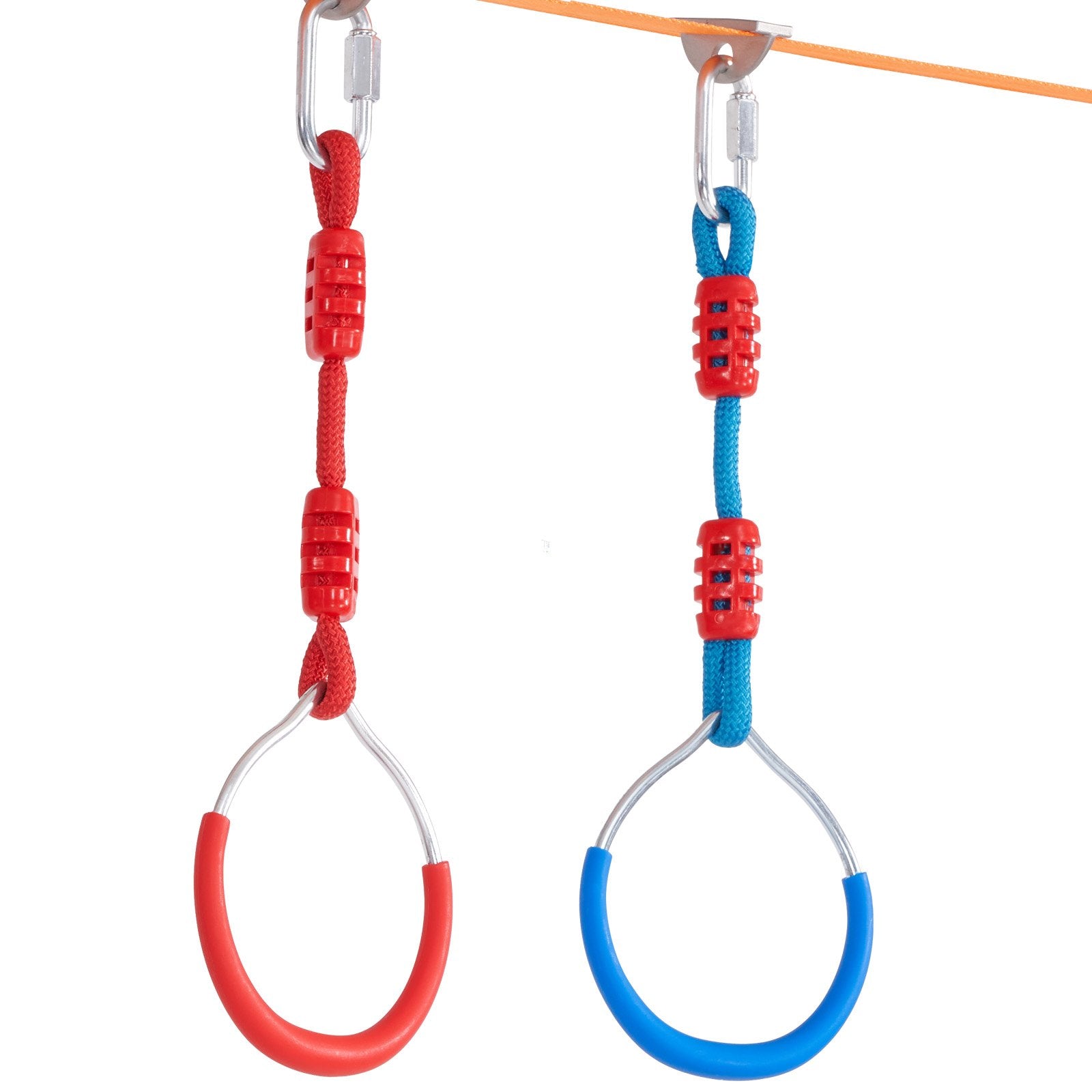 VEVOR Ninja Warrior Obstacle Course for Kids, 2 x 56 ft Weatherproof Slacklines, 500lbs Weight Capacity Monkey Line, Outdoor Playset Equipment, Backyard Toys Training Equipment Set with 12 Obstacles 