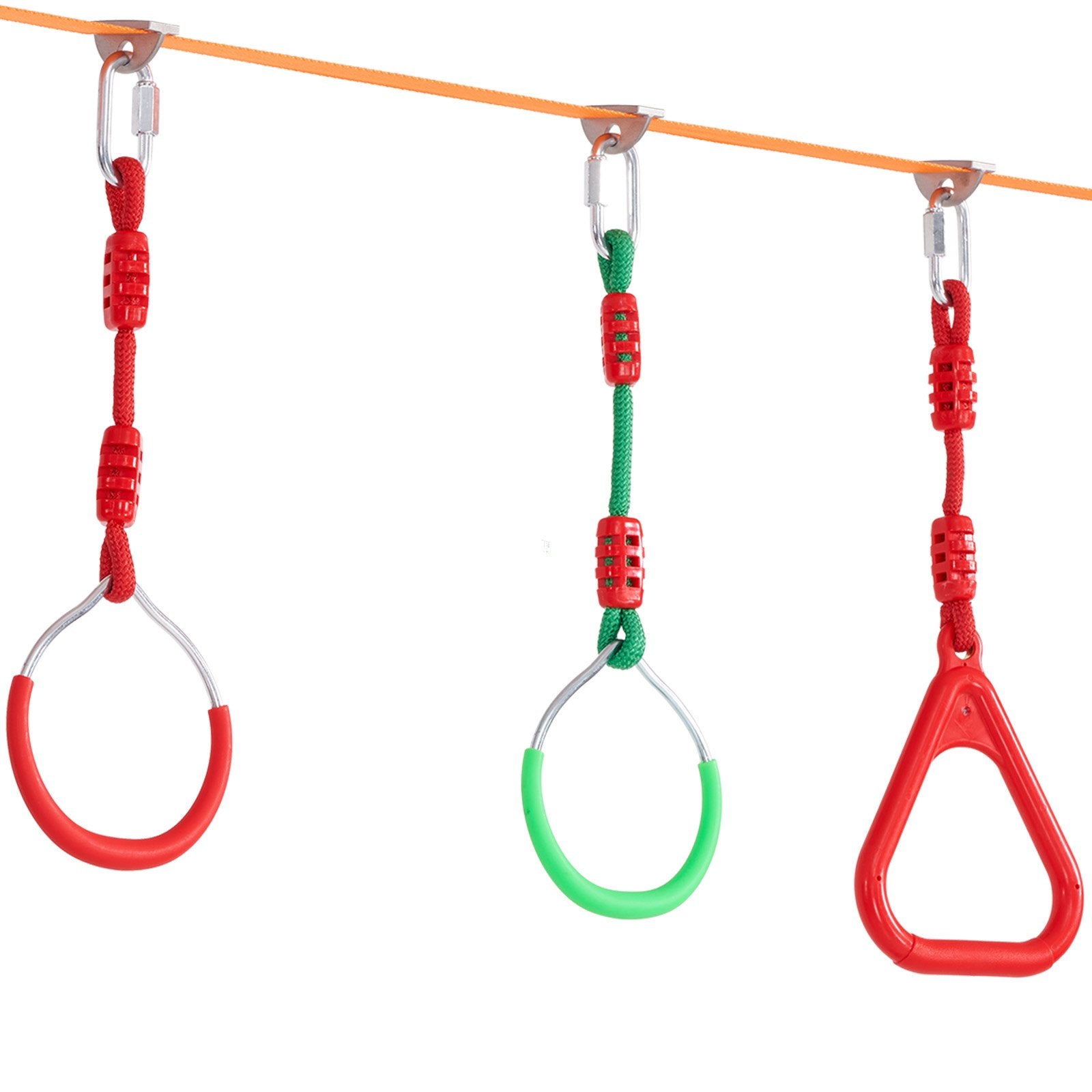 VEVOR Ninja Warrior Obstacle Course for Kids, 2 x 65 ft Weatherproof Slacklines, 500lbs Weight Capacity Monkey Line, Outdoor Playset Equipment, Backyard Toys Training Equipment Set with 12 Obstacles 