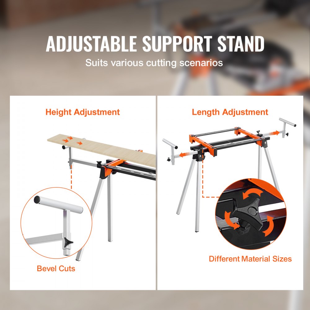 VEVOR Miter Saw Stand 300lbs Load Capacity Steel Collapsible Stand for Miter Saw 