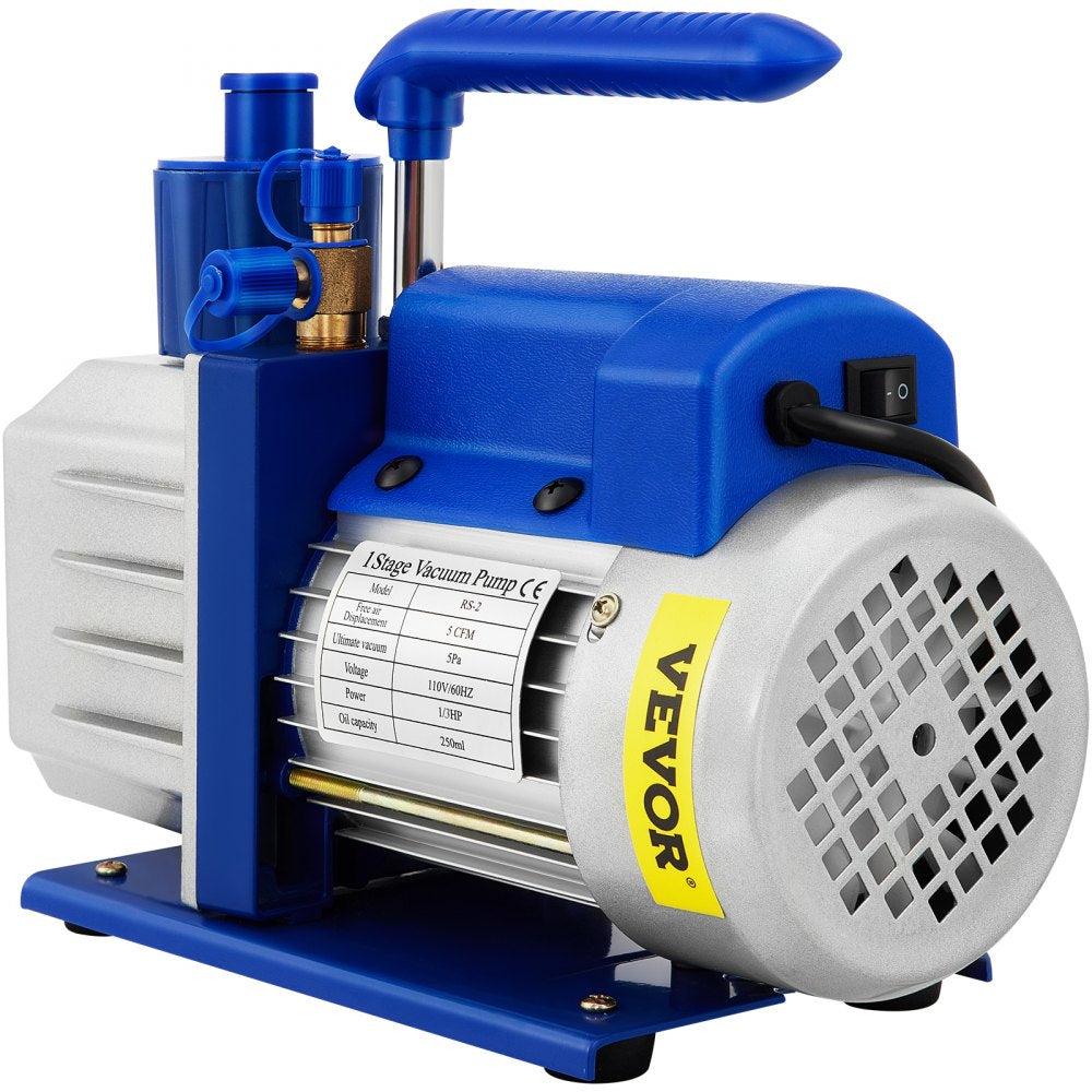 VEVOR Vacuum Chamber with Pump, 5 Gallon Chamber, 5CFM 1/2 HP Single Stage Rotary Vane Vacuum Pump, 110V HVAC Air Tool Set for Stabilizing Wood, Degassing Silicones, Epoxies and Essential Oils 