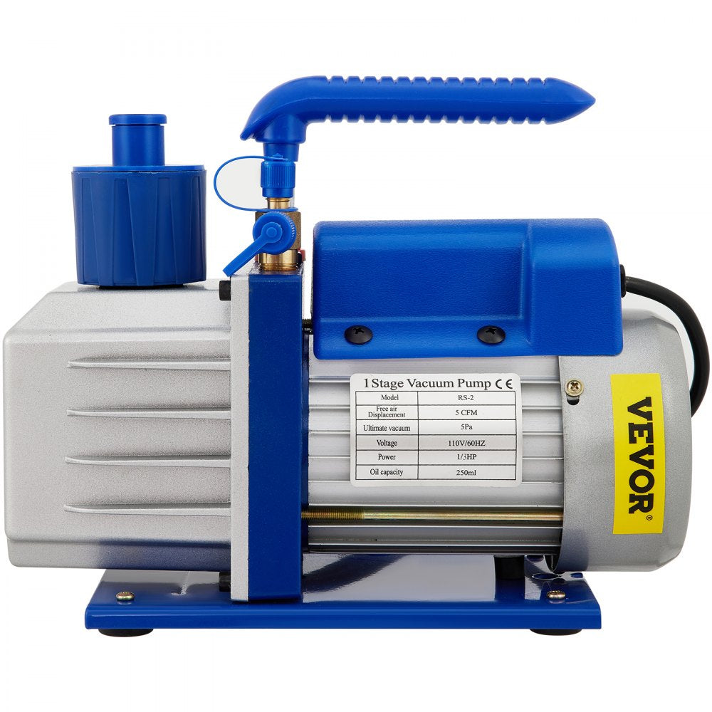 VEVOR Vacuum Chamber with Pump, 5 Gallon Chamber, 5CFM 1/2 HP Single Stage Rotary Vane Vacuum Pump, 110V HVAC Air Tool Set for Stabilizing Wood, Degassing Silicones, Epoxies and Essential Oils 
