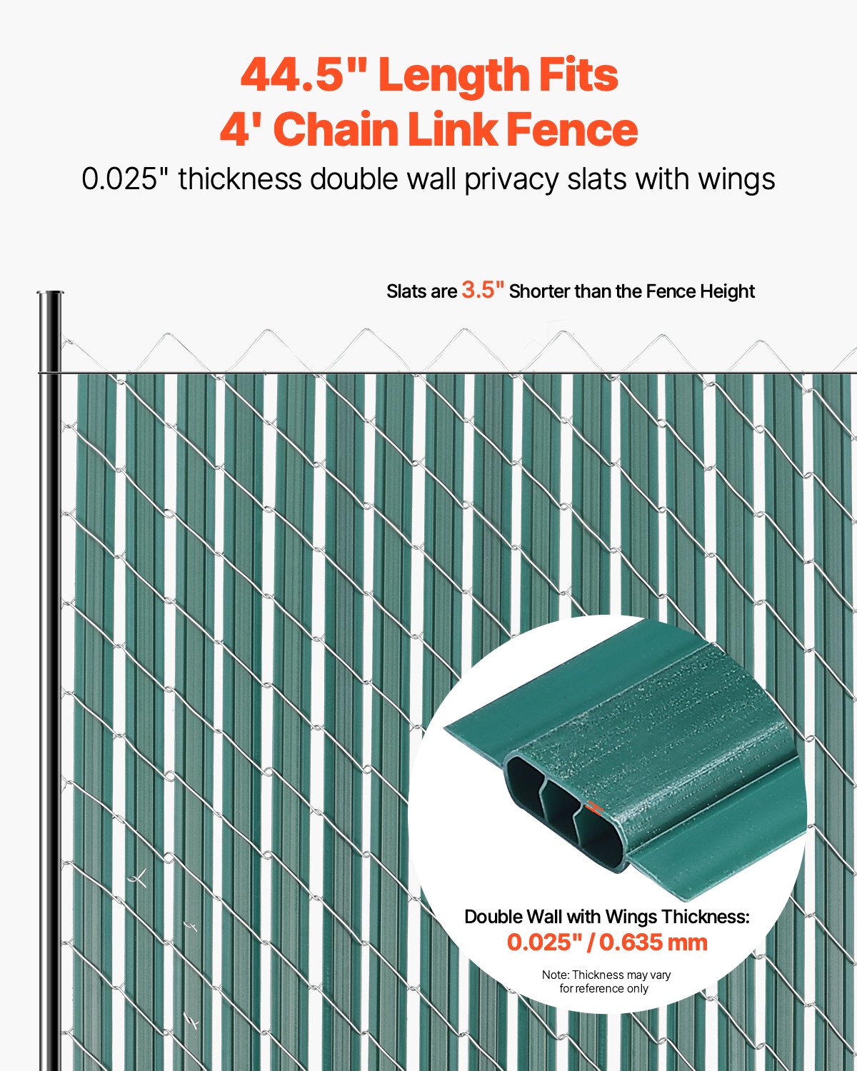 VEVOR Chain Link Fence Privacy Slats Double-Wall with Wings for 4' High Fence 