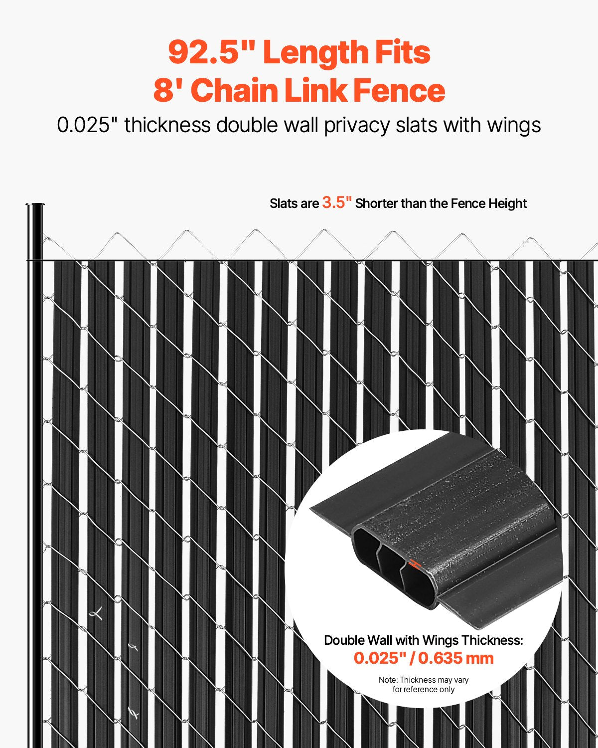 VEVOR Chain Link Fence Privacy Slats Double-Wall with Wings for 8' High Fence 