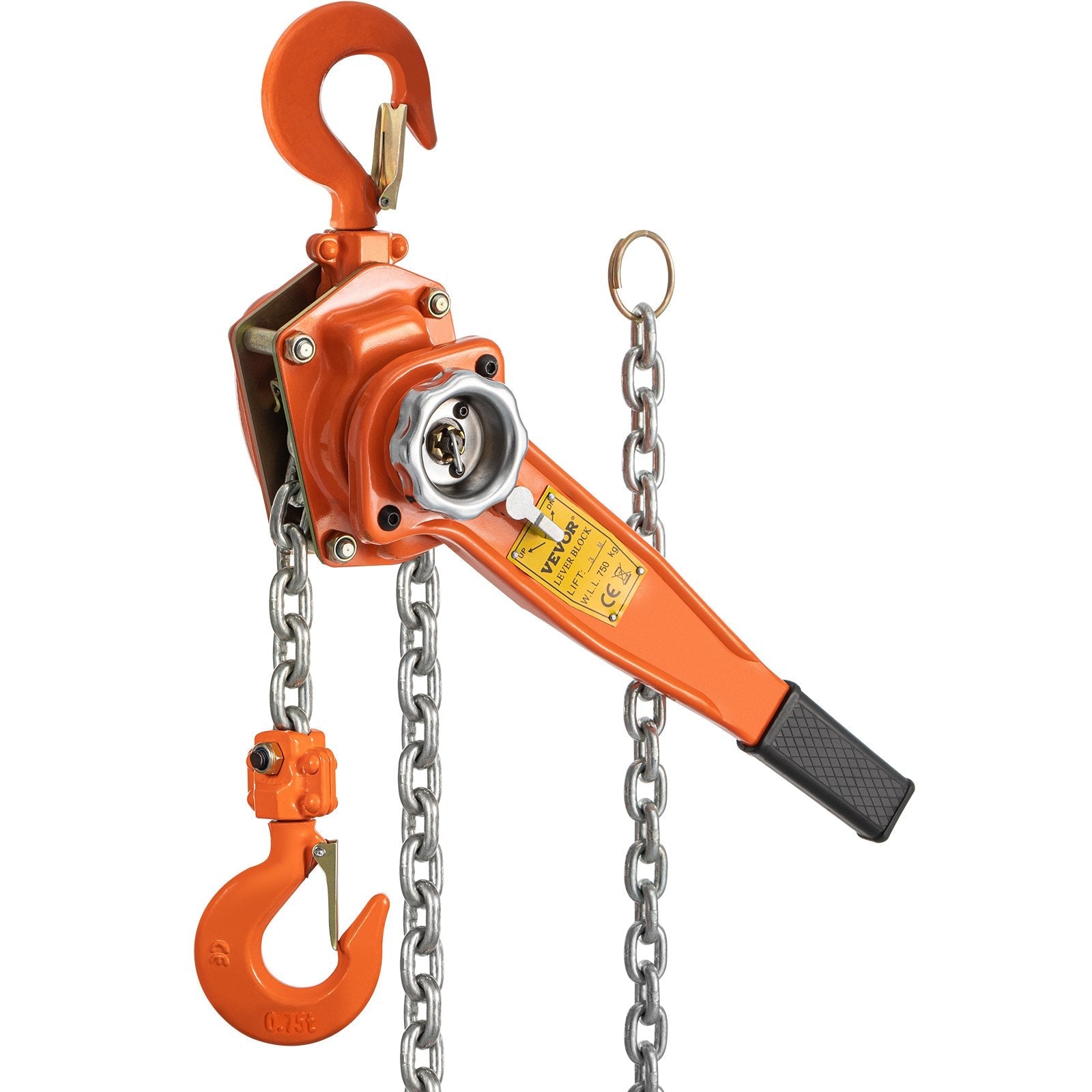 VEVOR Lever Chain Hoist, 0.75Ton 1650lbs Capacity Ratchet Puller with 10FT Max. Lifting Height, Come Along 2 Heavy Duty Steel Hooks, Manual Handling Tool for Cargo Moving in Construction, Warehouse 
