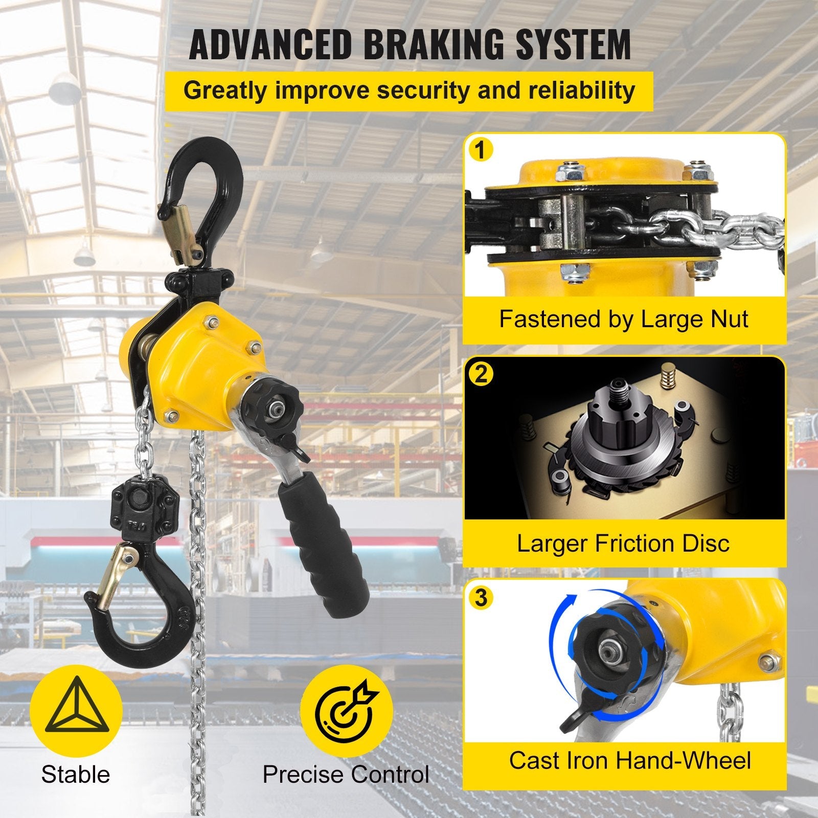 VEVOR 0.5T Lever Block Chain Hoist 3M 10Ft Chain Hoist Alloy Steel G80 Chain Ratchet Lever Hoist with Hook (0.5T 10 Ft) 
