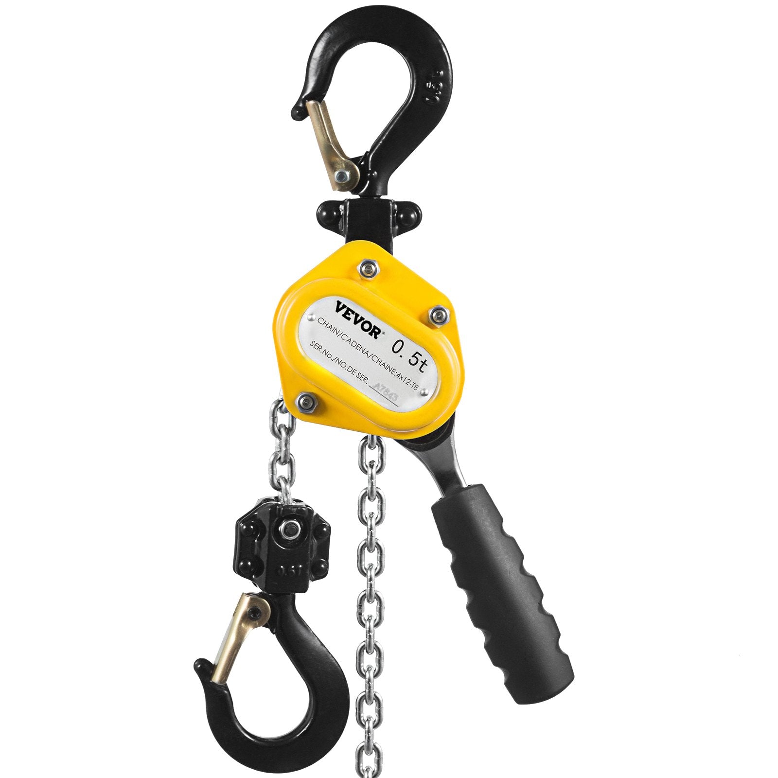 VEVOR 0.5T Lever Block Chain Hoist 3M 10Ft Chain Hoist Alloy Steel G80 Chain Ratchet Lever Hoist with Hook (0.5T 10 Ft) 