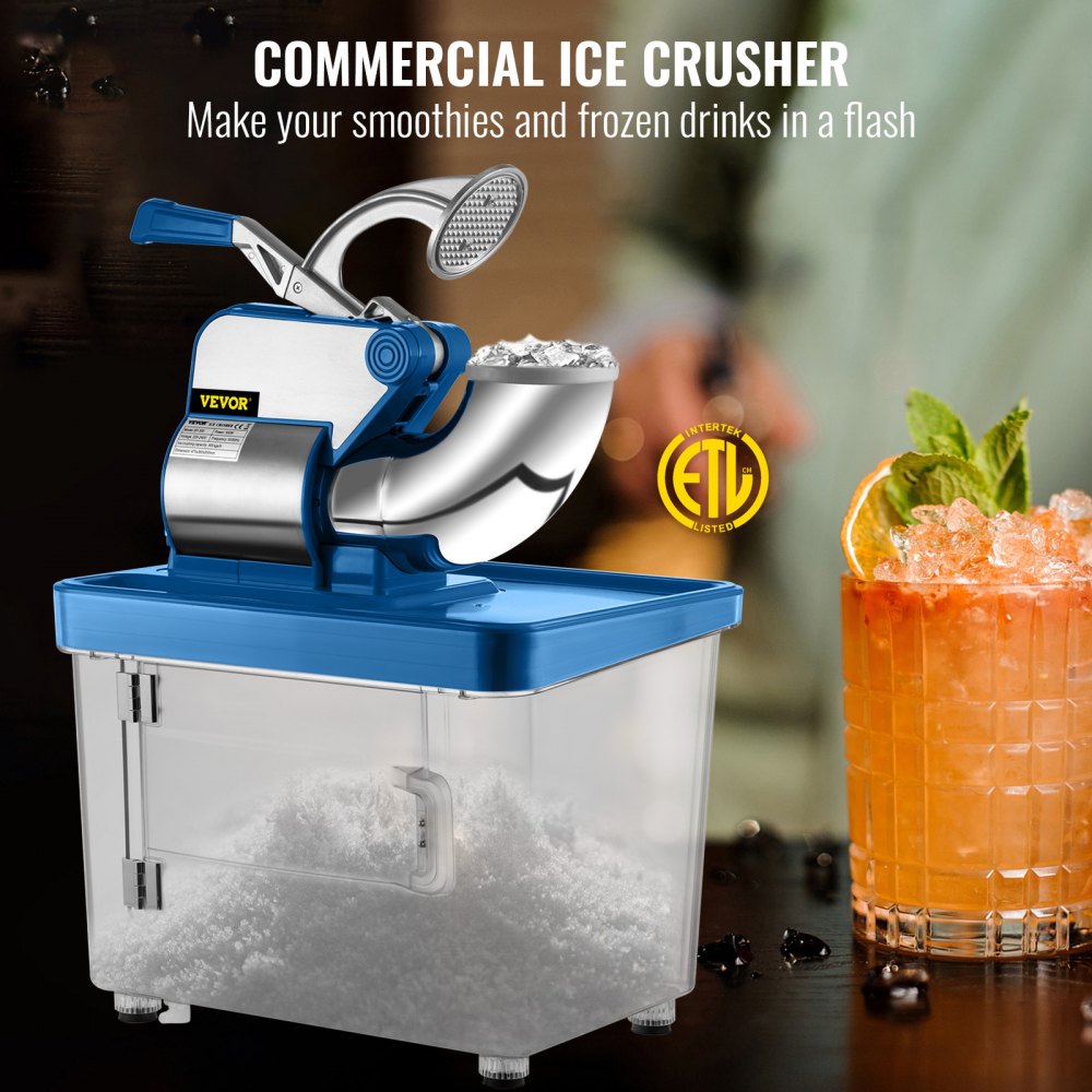 Commercial Snow Cone Machine Ice Shaver Ice Crusher Ice Blender Dual Blades Etl 