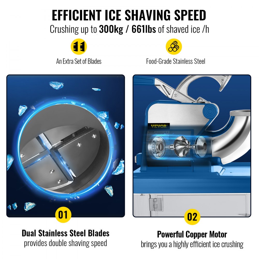 Commercial Snow Cone Machine Ice Shaver Ice Crusher Ice Blender Dual Blades Etl 