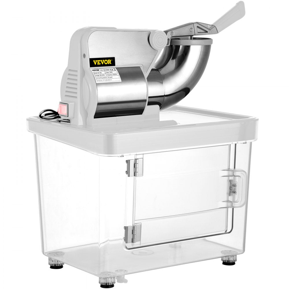 VEVOR 110V Commercial Ice Crusher 440LBS/H, ETL Approved 300W Electric Snow Cone Machine with Dual Blades, Stainless Steel Shaved Ice Machine with Safety On/Off Switch for Family, Restaurants, Bars 