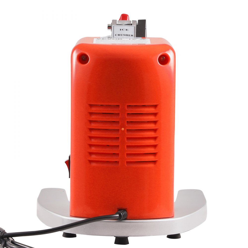 VEVOR Ice Crushers Machine, 220lbs Per Hour Electric Snow Cone Maker with 4 Blades, Stainless Steel Shaved Ice Machine with Cover and Bowl, 300W Ice Shaver Machine for Home and Commercial Use, Orange 