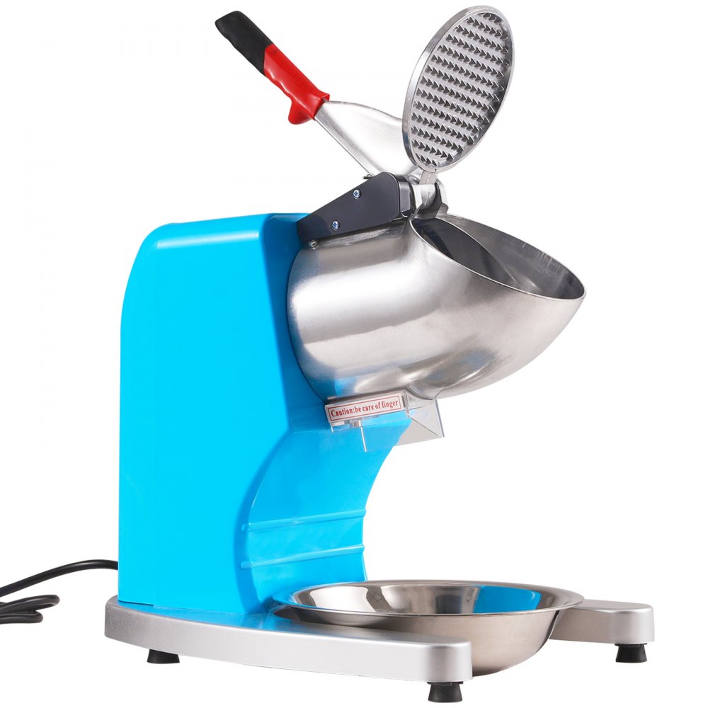VEVOR Ice Crushers Machine, 220lbs Per Hour Electric Snow Cone Maker with 4 Blades, Stainless Steel Shaved Ice Machine with Cover and Bowl, 300W Ice Shaver Machine for Home and Commercial Use, Blue 