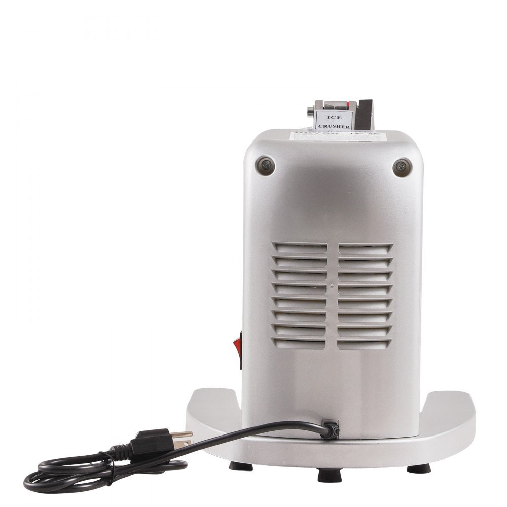 VEVOR Ice Crushers Machine, 220lbs Per Hour Electric Snow Cone Maker with 4 Blades, Stainless Steel Shaved Ice Machine with Cover and Bowl, 300W Ice Shaver Machine for Home and Commercial Use, Silver 