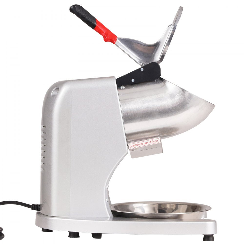 VEVOR Ice Crushers Machine, 220lbs Per Hour Electric Snow Cone Maker with 4 Blades, Stainless Steel Shaved Ice Machine with Cover and Bowl, 300W Ice Shaver Machine for Home and Commercial Use, Silver 