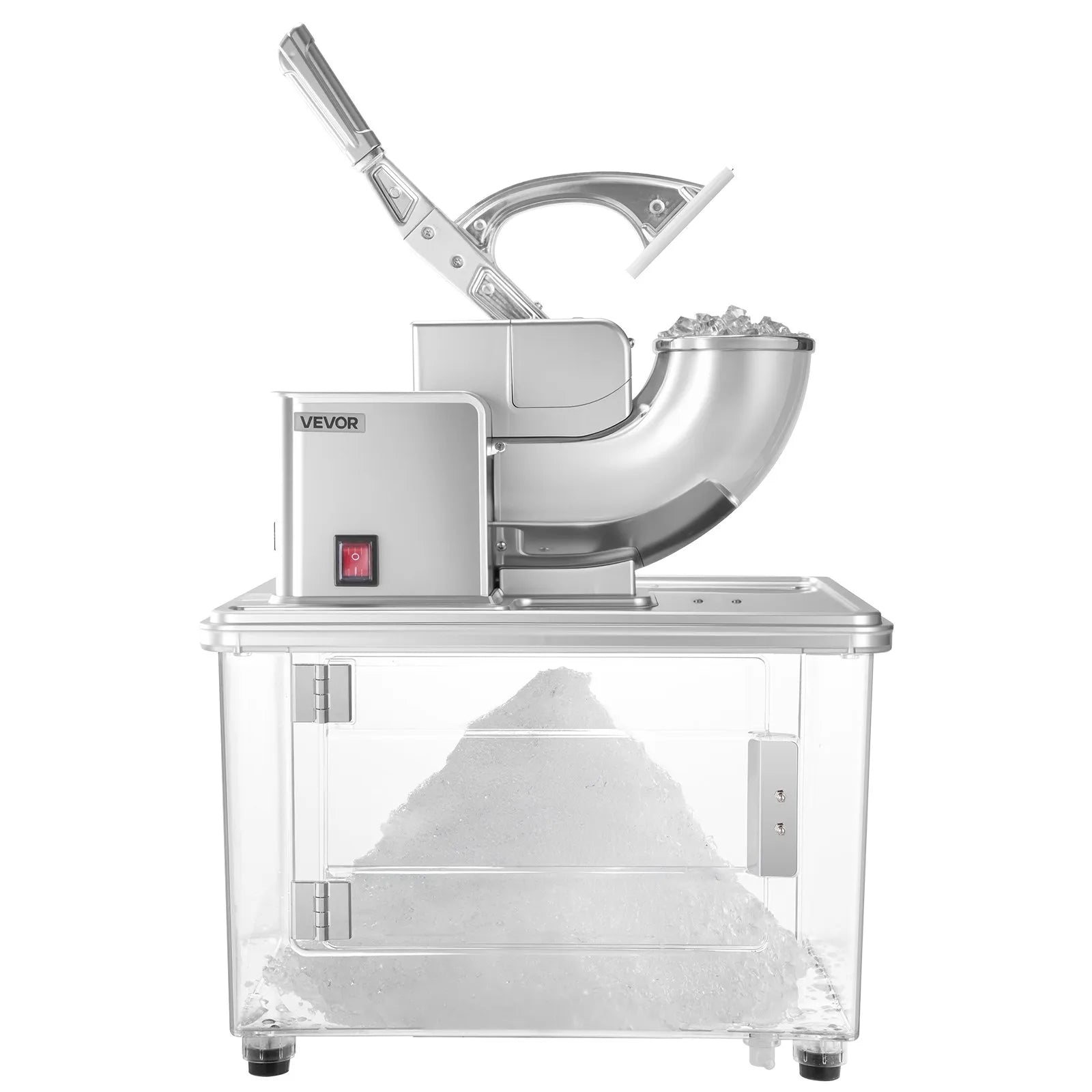 VEVOR Commercial Ice Crusher 661LBS/H, 350W Electric Snow Cone Machine with 4 Blades, 1400RPM Stainless Steel Shaved Ice Machine with 11 Gal Crushed-Ice Box, for Family Restaurants Bars, White 