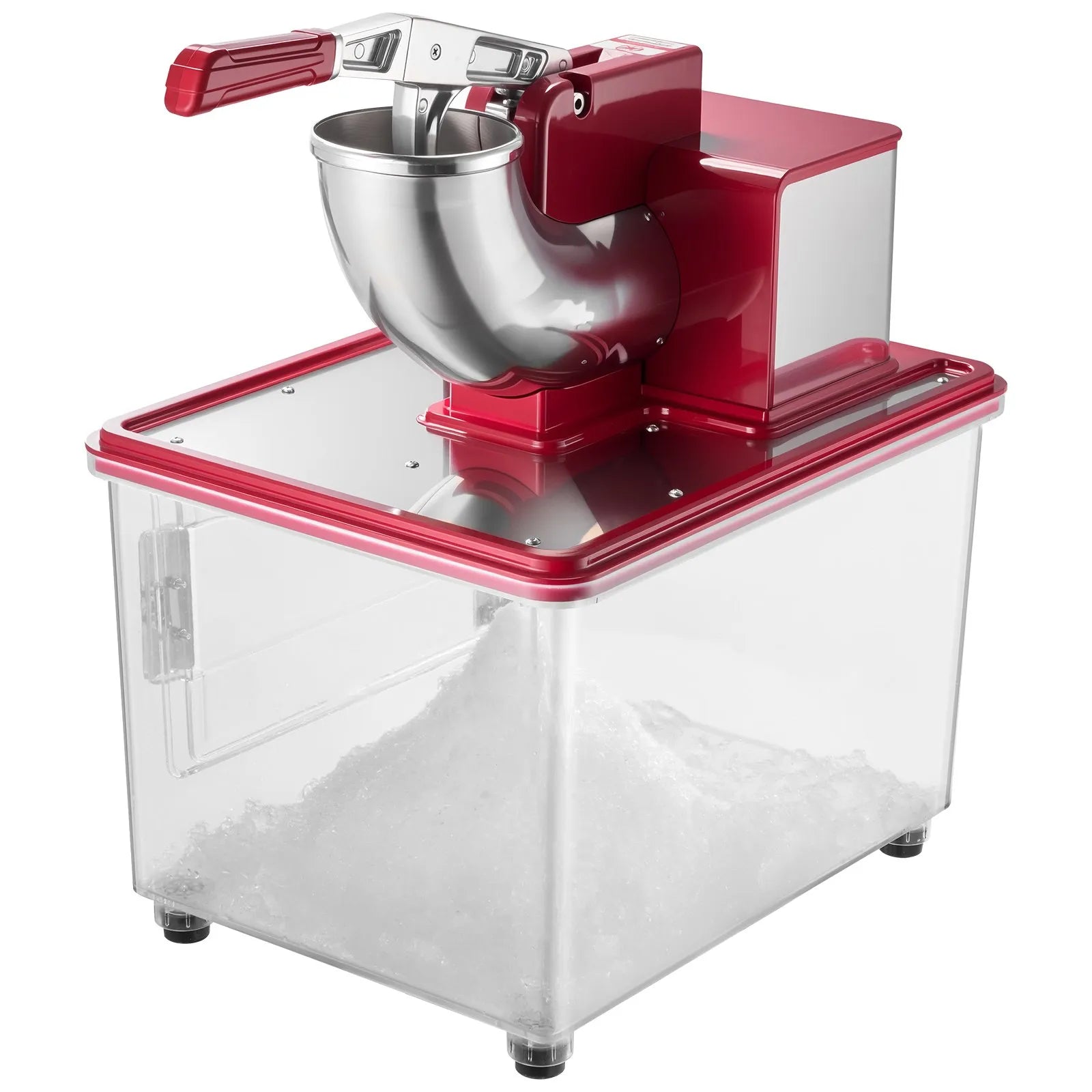 VEVOR Commercial Ice Crusher 661LBS/H, 350W Electric Snow Cone Machine with 4 Blades, 2000RPM Stainless Steel Shaved Ice Machine with 11 Gal Crushed-Ice Box, for Family Restaurants Bars, Red 