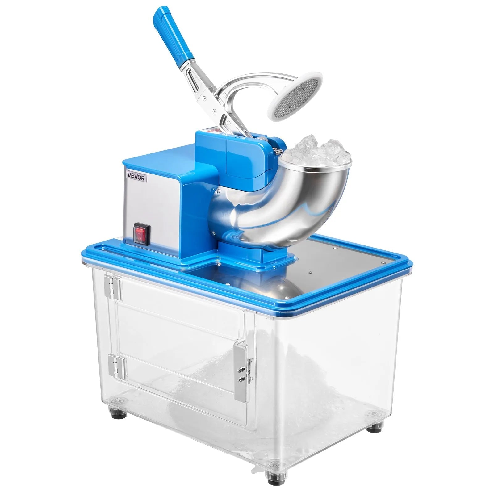 VEVOR Commercial Ice Crusher 661LBS/H, 350W Electric Snow Cone Machine with 4 Blades, 2000RPM Stainless Steel Shaved Ice Machine with 11 Gal Crushed-Ice Box 