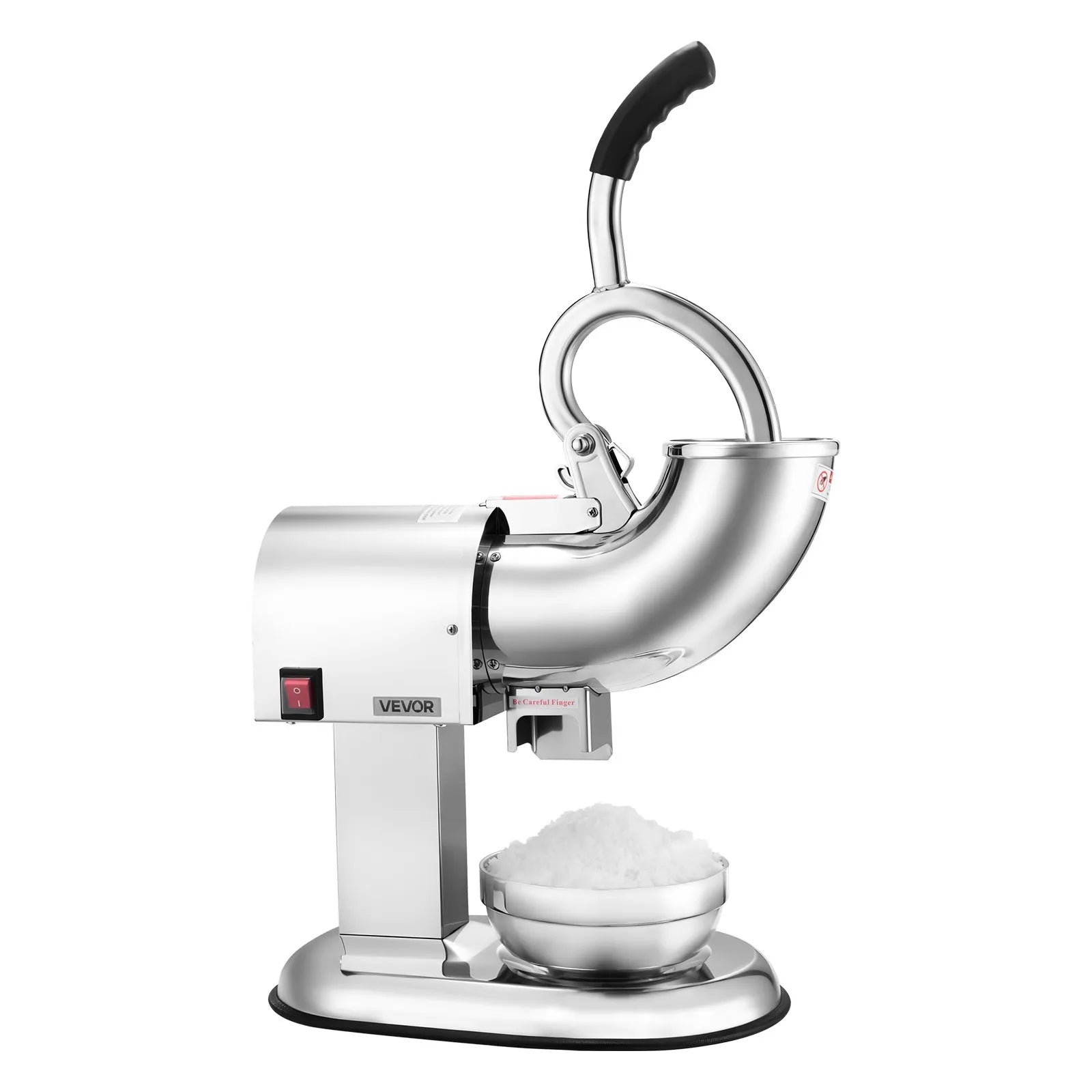 VEVOR Ice Crusher Machine, 440lbs Per Hour Electric 4 Blades Snow Cone Maker, All Stainless Steel Shaved Ice Machine with Bowl and Cover, 350W 1400RPM Ice-Shaver for Home and Commercial Use, Silver 