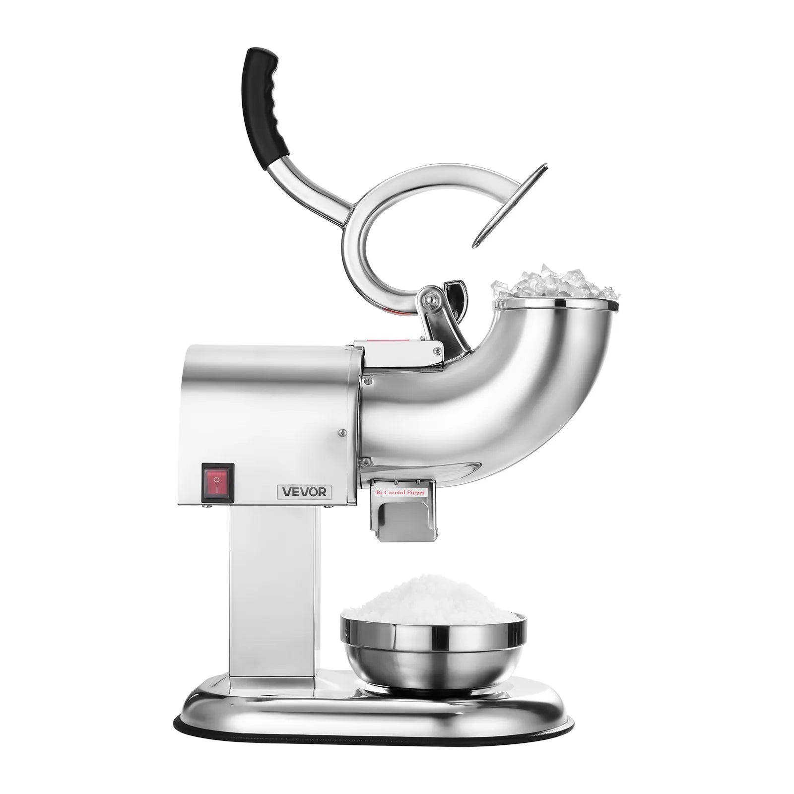 VEVOR Ice Crusher Machine, 440lbs Per Hour Electric 4 Blades Snow Cone Maker, All Stainless Steel Shaved Ice Machine with Bowl and Cover, 350W 1400RPM Ice-Shaver for Home and Commercial Use, Silver 