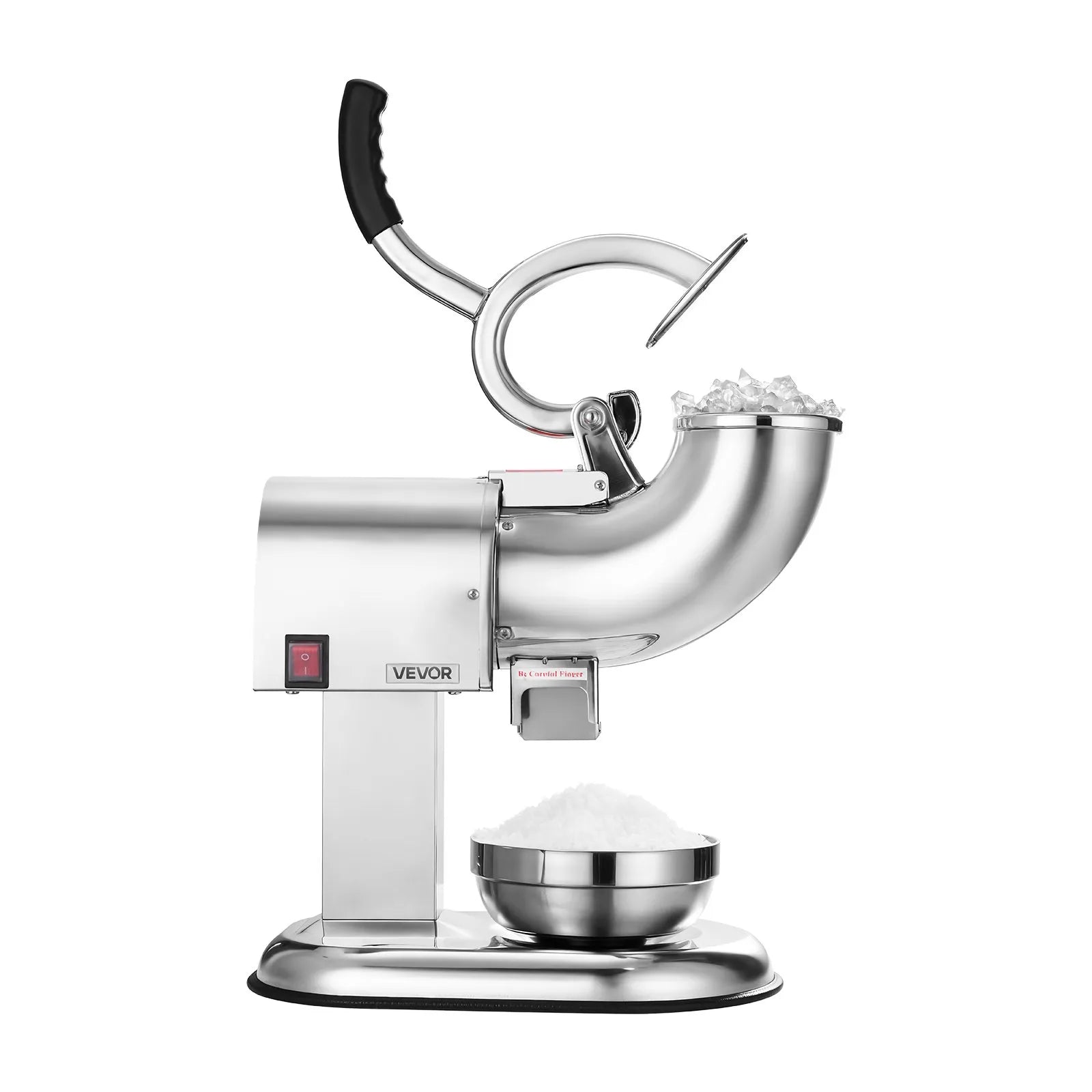 VEVOR Ice Crusher Machine, 440lbs Per Hour Electric 4 Blades Snow Cone Maker, All Stainless Steel Shaved Ice Machine with Bowl and Cover, 350W 1400RPM Ice-Shaver for Home and Commercial Use, Silver 