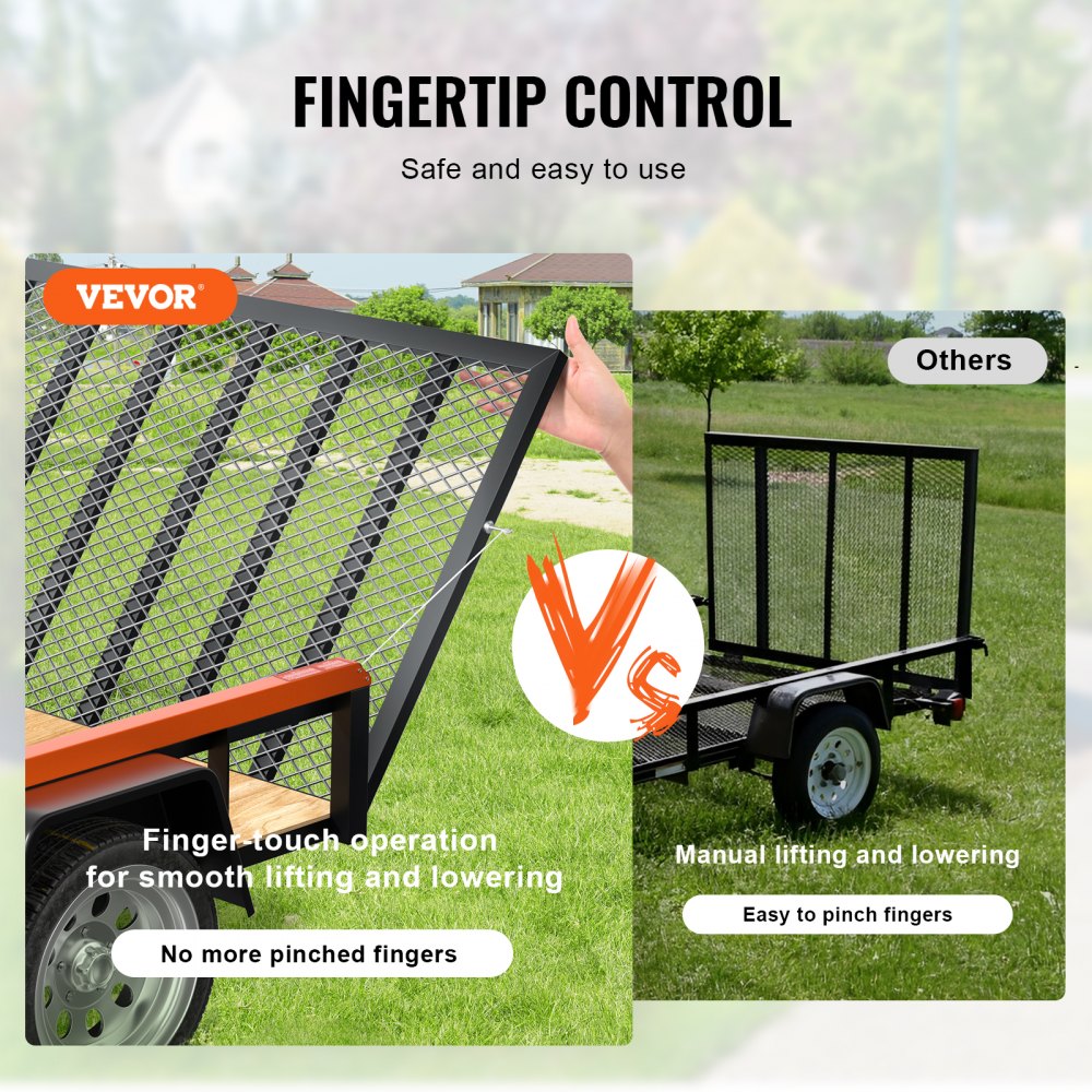 VEVOR 2-Sided Trailer Tailgate Lift Assist, 360 lbs Load Capacity, Compatible with Open Utility Trailer Tailgate and Ramp, with 10 to 24 Inch Heights Side Rail and 4 to 6 Feet Height Tail Gate or Ramp 