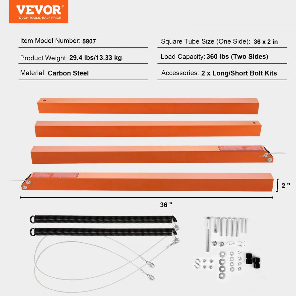 VEVOR 2-Sided Trailer Tailgate Lift Assist, 360 lbs Load Capacity, Compatible with Open Utility Trailer Tailgate and Ramp, with 10 to 24 Inch Heights Side Rail and 4 to 6 Feet Height Tail Gate or Ramp 