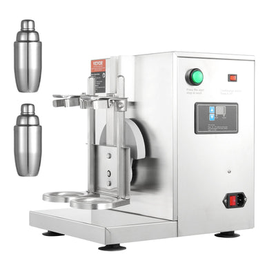 VEVOR Milkshake Maker Machine, 120W Commercial Milk Tea Shaker Machine, Double Head Milk Shake Mixer Machine, 0-180s Adjustable Milkshake Blender, with 750 ml Stainless Steel Cup, for Milk Tea Store 