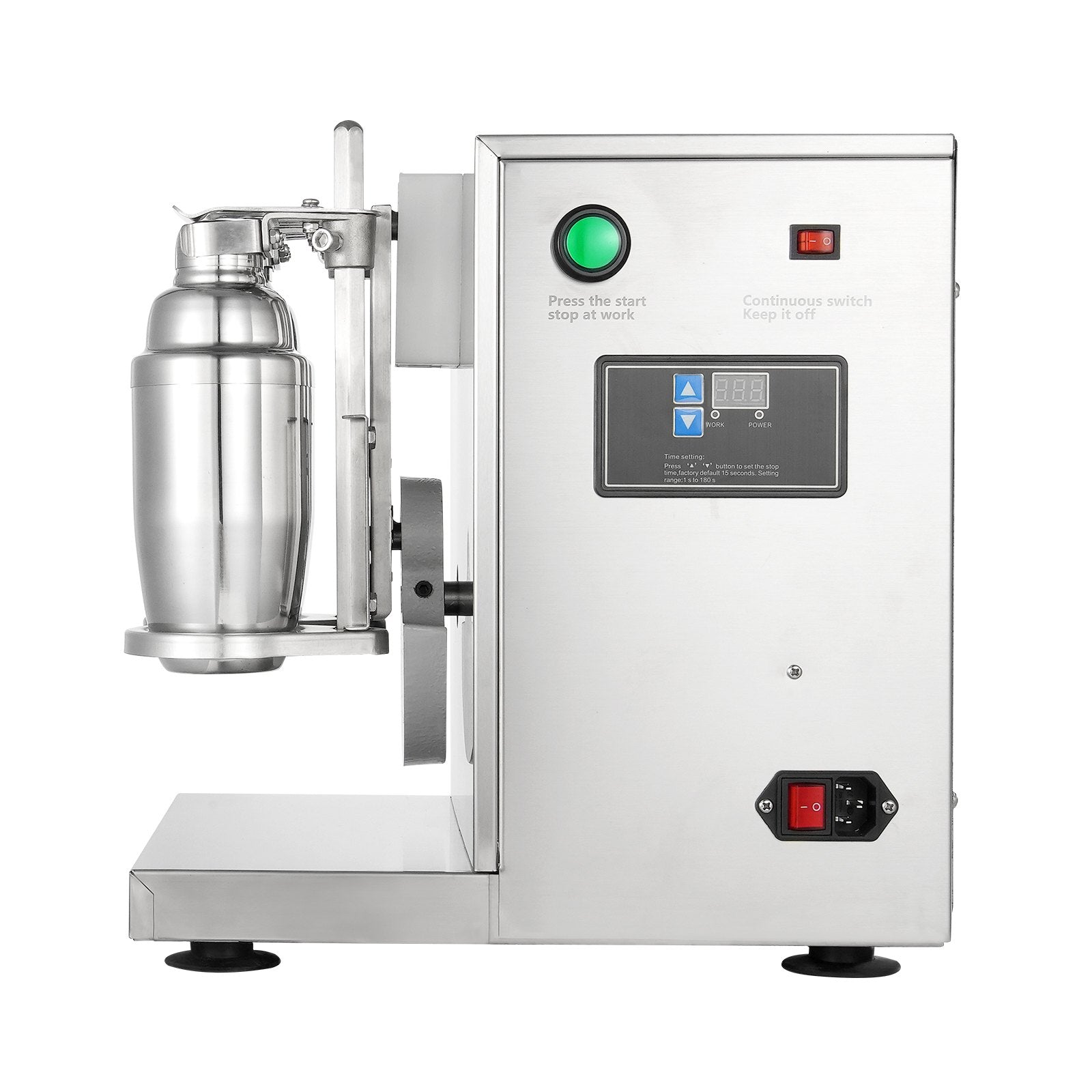 VEVOR Milkshake Maker Machine, 120W Commercial Milk Tea Shaker Machine, Double Head Milk Shake Mixer Machine, 0-180s Adjustable Milkshake Blender, with 750 ml Stainless Steel Cup, for Milk Tea Store 