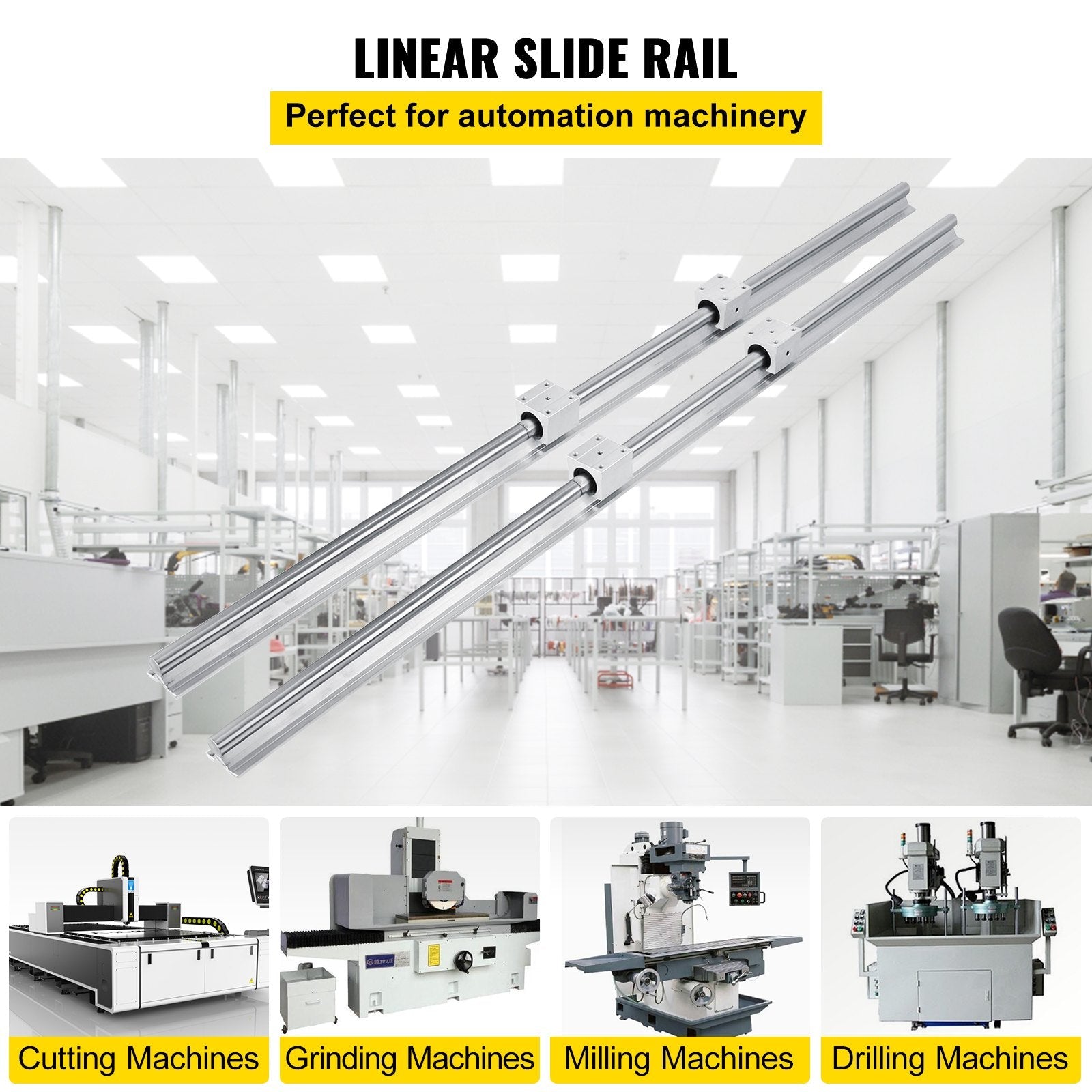 VEVOR 2PCS Linear Rail 0.78-47 Inch, Linear Bearings and Rails with 4PCS SBR20UU Bearing Block, Linear Motion Slide Rails for DIY CNC Routers Lathes Mills, Linear Slide Kit fit X Y Z Axis 