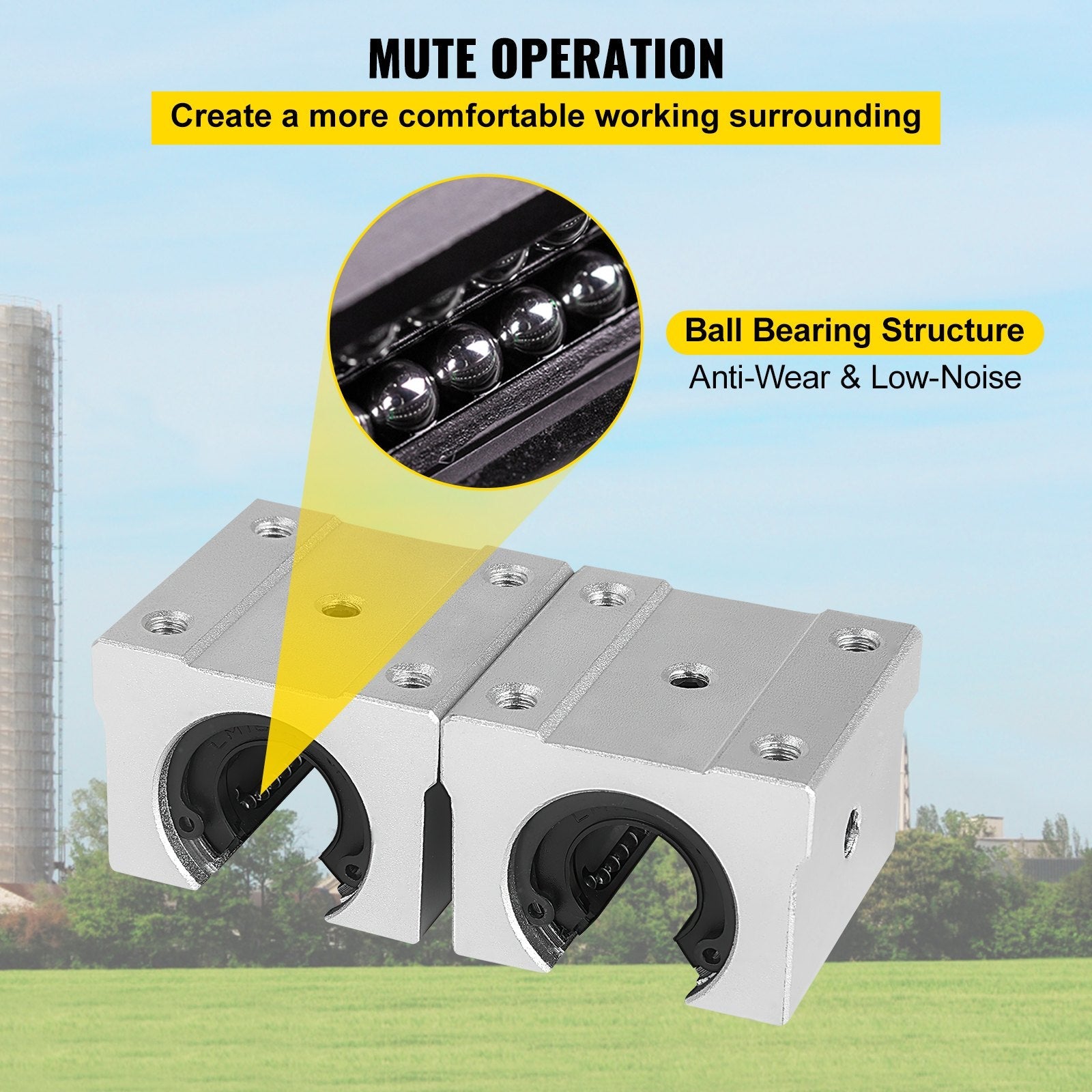 VEVOR 2PCS Linear Rail 0.78-47 Inch, Linear Bearings and Rails with 4PCS SBR20UU Bearing Block, Linear Motion Slide Rails for DIY CNC Routers Lathes Mills, Linear Slide Kit fit X Y Z Axis 
