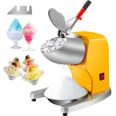 VEVOR Electric Ice Shaver Crusher, 210LBS/H Snow Cone Maker Machine w/ Dual Stainless Steel Blades, 300W 1450 RPM Shaved Ice Machine w/ Ice Plate & Additional Blade, for Home and Commercial Use, 110V 