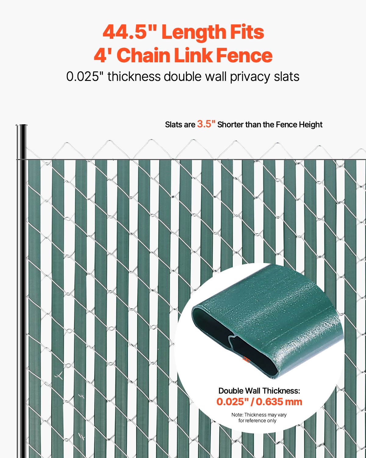 VEVOR Chain Link Fence Privacy Slats Double-Wall for 4' High Fence Bottom Lock 