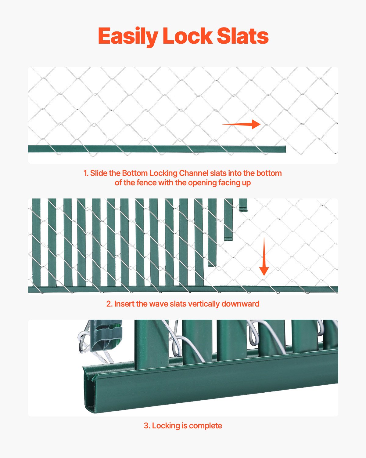 VEVOR Chain Link Fence Privacy Slats Double-Wall for 4' High Fence Bottom Lock 