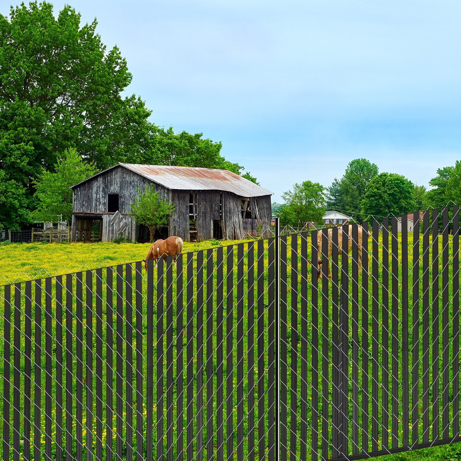 VEVOR Chain Link Fence Privacy Slats Double-Wall for 6' High Fence Bottom Lock 