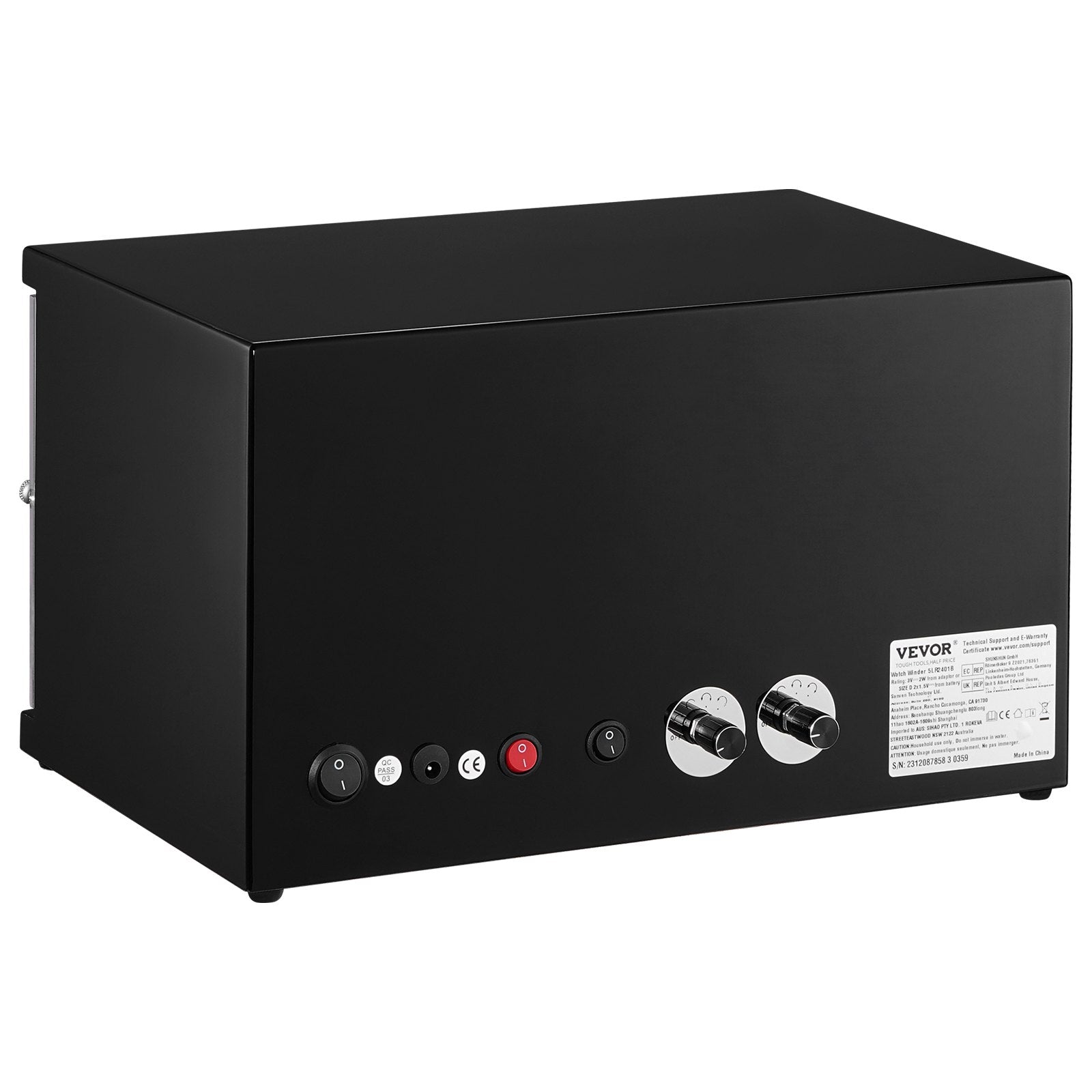 VEVOR Watch Winder, Watch Winder for 4 Men's and Women's Automatic Watches, with 2 Super Quiet Japanese Mabuchi Motors, Blue LED Light and Adapter, High-Density Board Shell and Black PU 