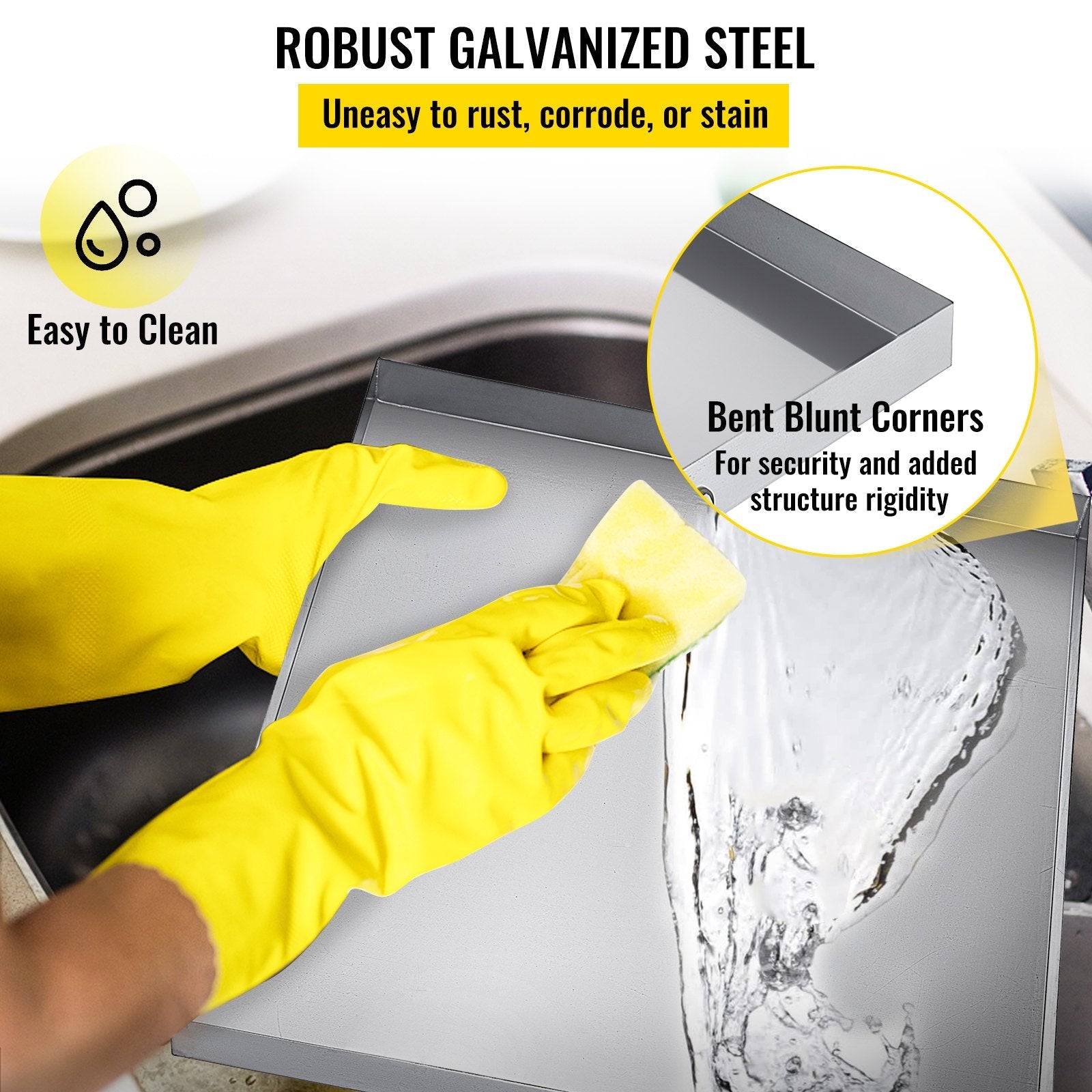 VEVOR Well-Designed Washer Pan 32 x 30 x 2.5 Inch Washing Machine Drip Pan Stainless Steel Sink Dishwasher Drip Tray Compact Universal Drip Tray with Drain Hole 