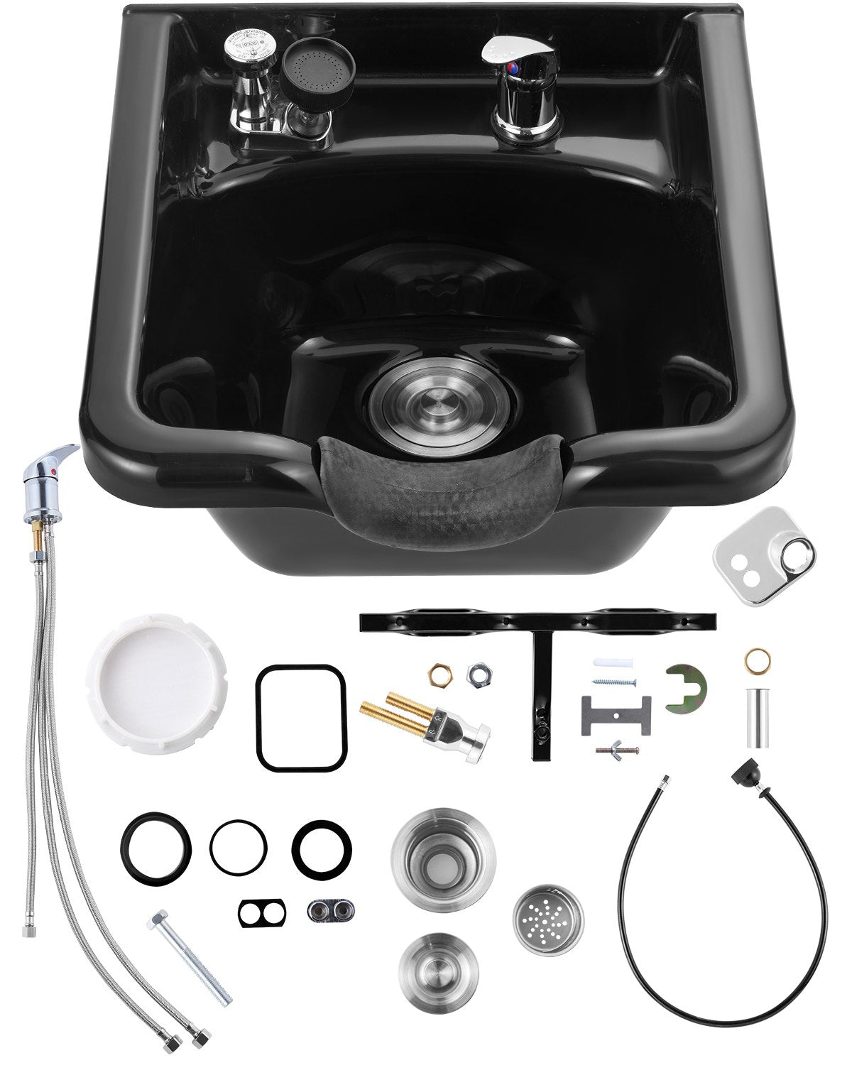 VEVOR Shampoo Basin, Black Hairdresser Sink Shampoo Bowl Sink,  ABS Plastic Salon and Spa Hair Washing Sink, Hair Backwash Basin Beauty Salon Equipment for Hair Stylists 