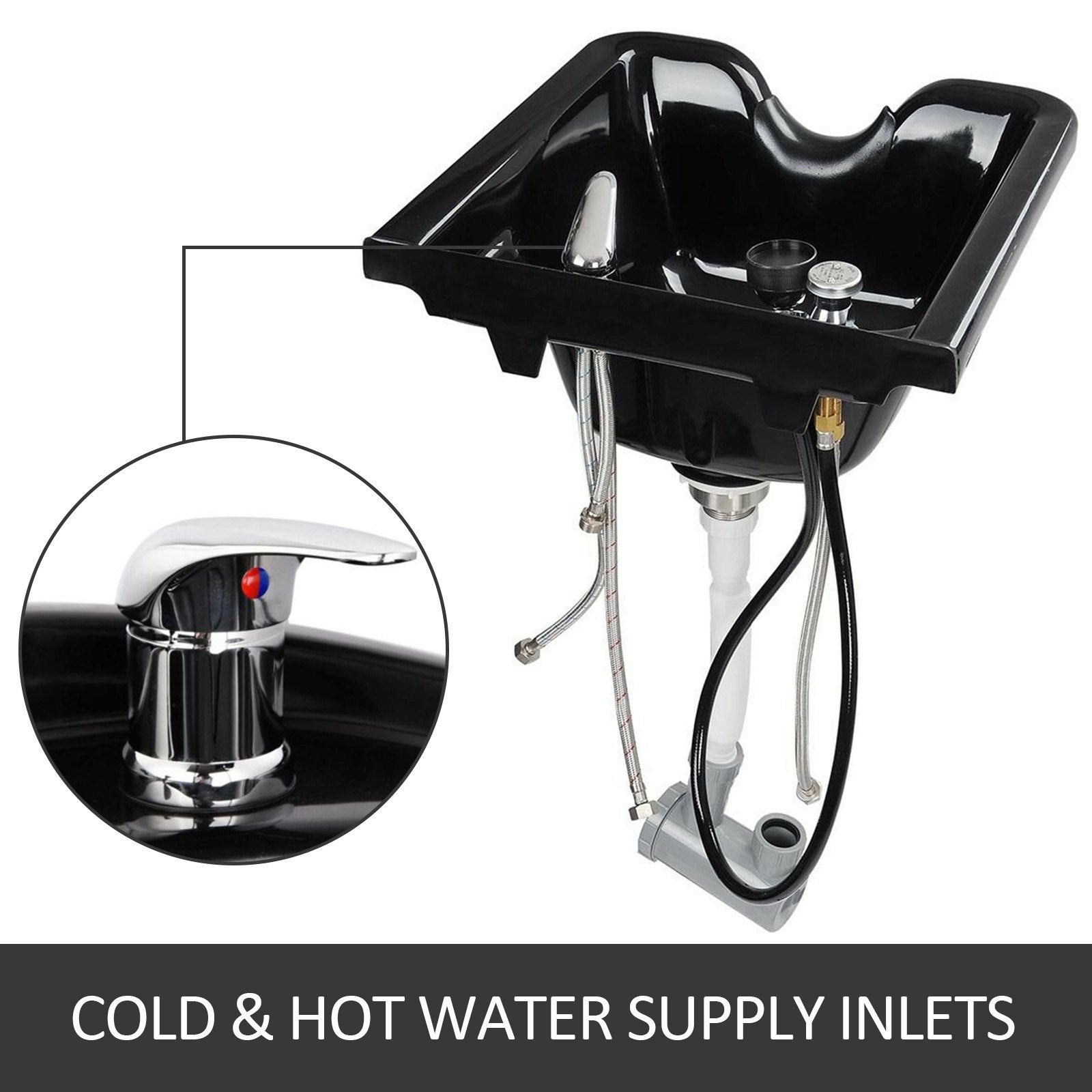 VEVOR Shampoo Basin, Black Hairdresser Sink Shampoo Bowl Sink,  ABS Plastic Salon and Spa Hair Washing Sink, Hair Backwash Basin Beauty Salon Equipment for Hair Stylists 