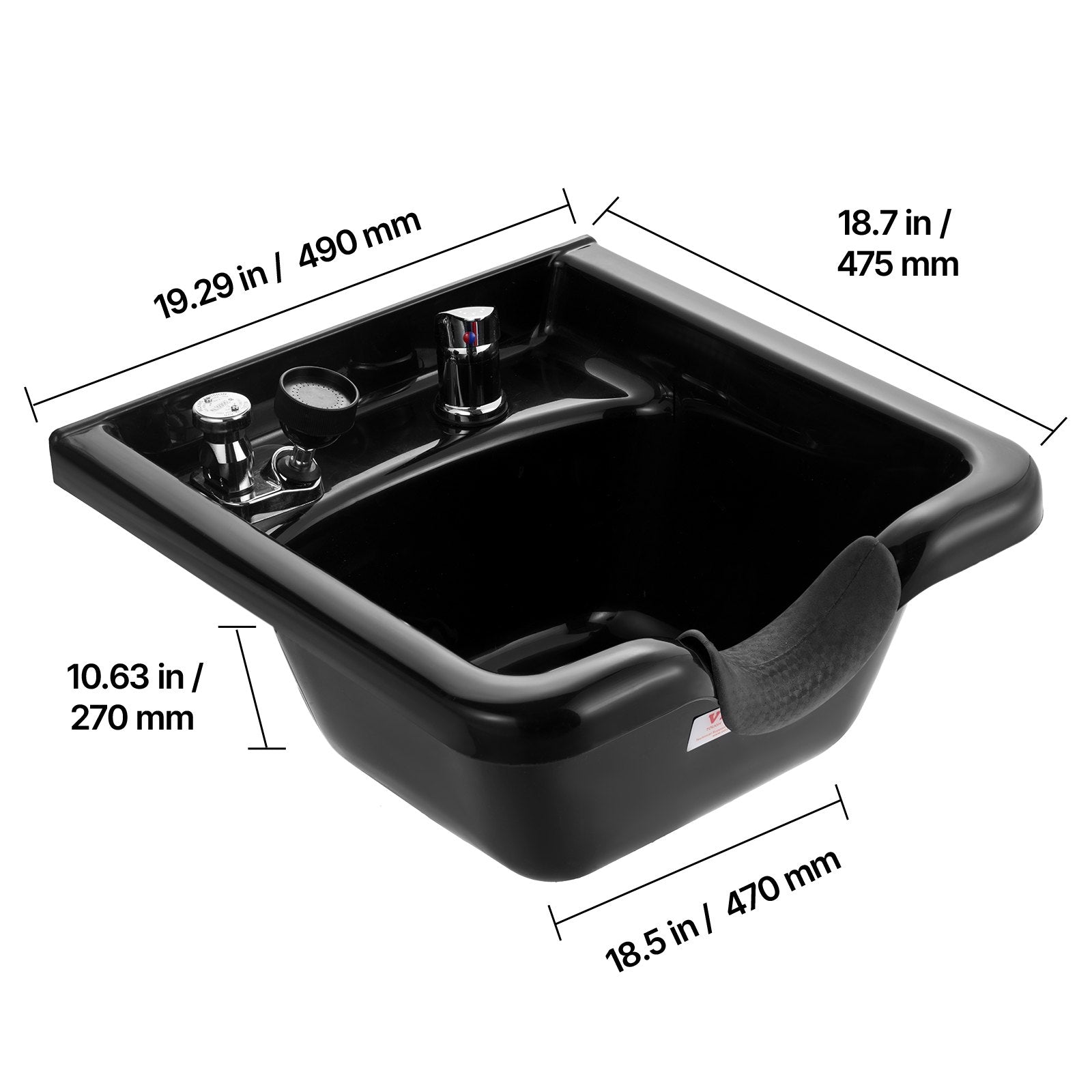 VEVOR Shampoo Basin, Black Hairdresser Sink Shampoo Bowl Sink,  ABS Plastic Salon and Spa Hair Washing Sink, Hair Backwash Basin Beauty Salon Equipment for Hair Stylists 