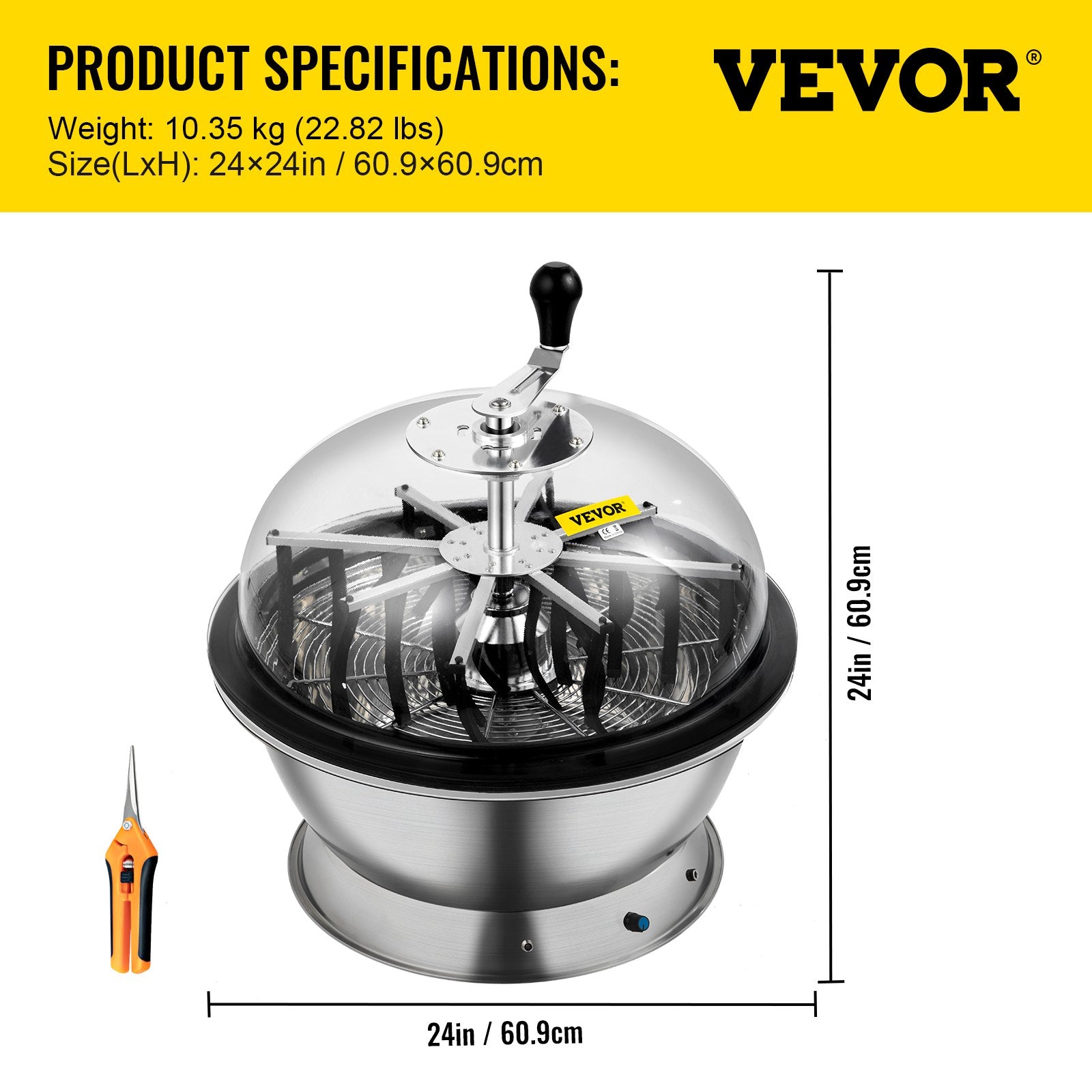 VEVOR Bowl Trimmer, 24 Inch Leaf Bowl Trimmer, Electric Hydroponic Pro Bowl Trimmer, Electric Leaf Bud Trim Reaper Cutter, Silver Twisted Spin Cut for Plants Buds and Flowers with Upgraded Gears 
