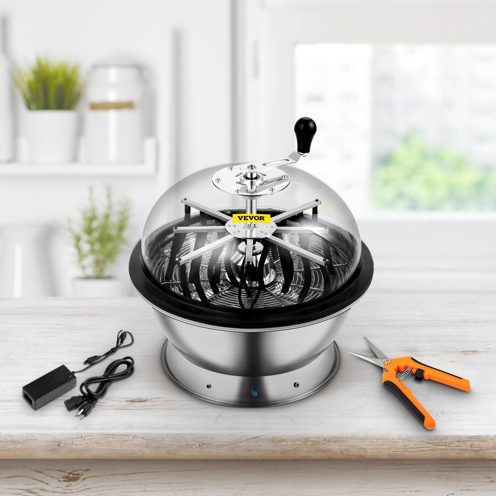 VEVOR Bowl Trimmer, 24 Inch Leaf Bowl Trimmer, Electric Hydroponic Pro Bowl Trimmer, Electric Leaf Bud Trim Reaper Cutter, Silver Twisted Spin Cut for Plants Buds and Flowers with Upgraded Gears 