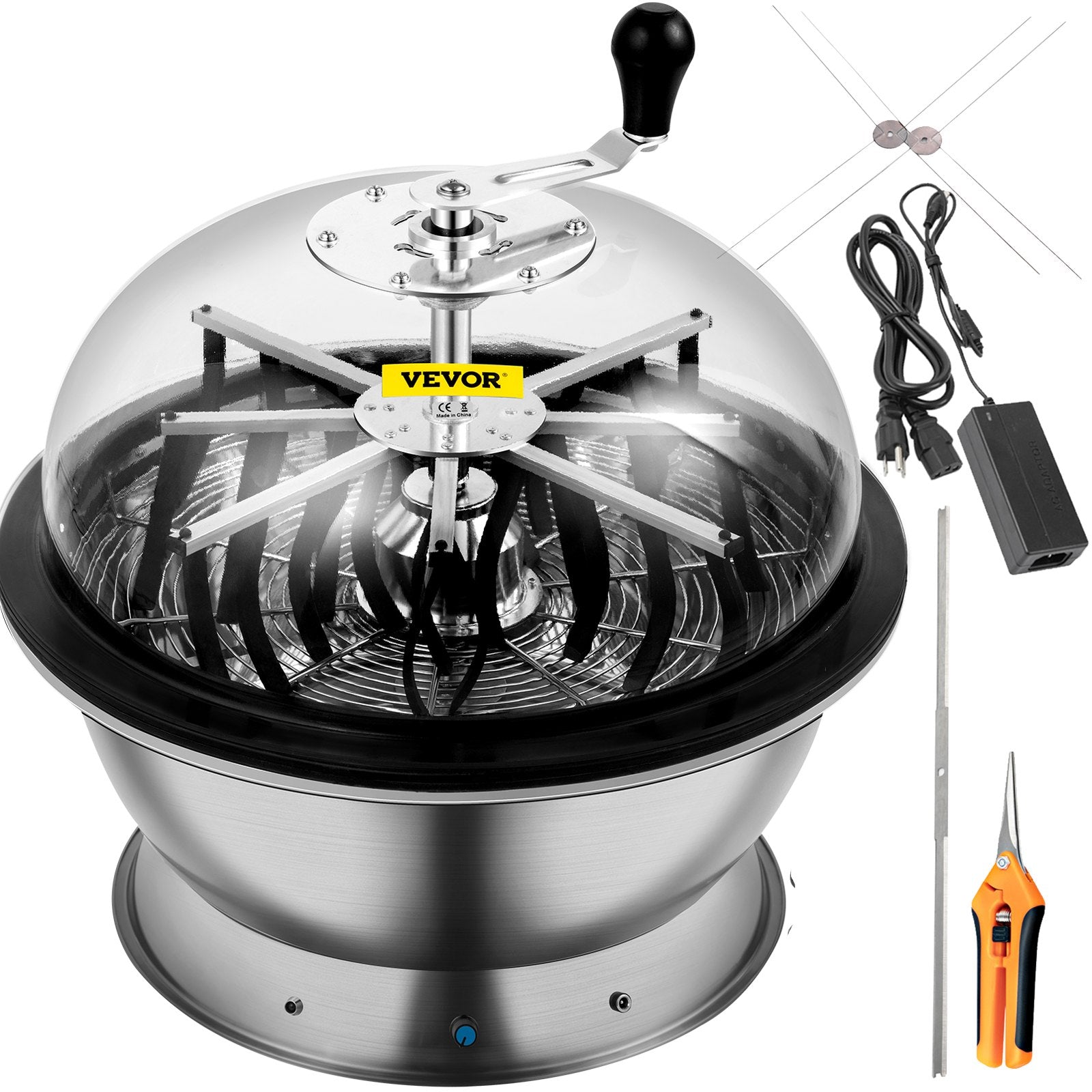 VEVOR Bowl Trimmer, 24 Inch Leaf Bowl Trimmer, Electric Hydroponic Pro Bowl Trimmer, Electric Leaf Bud Trim Reaper Cutter, Silver Twisted Spin Cut for Plants Buds and Flowers with Upgraded Gears 