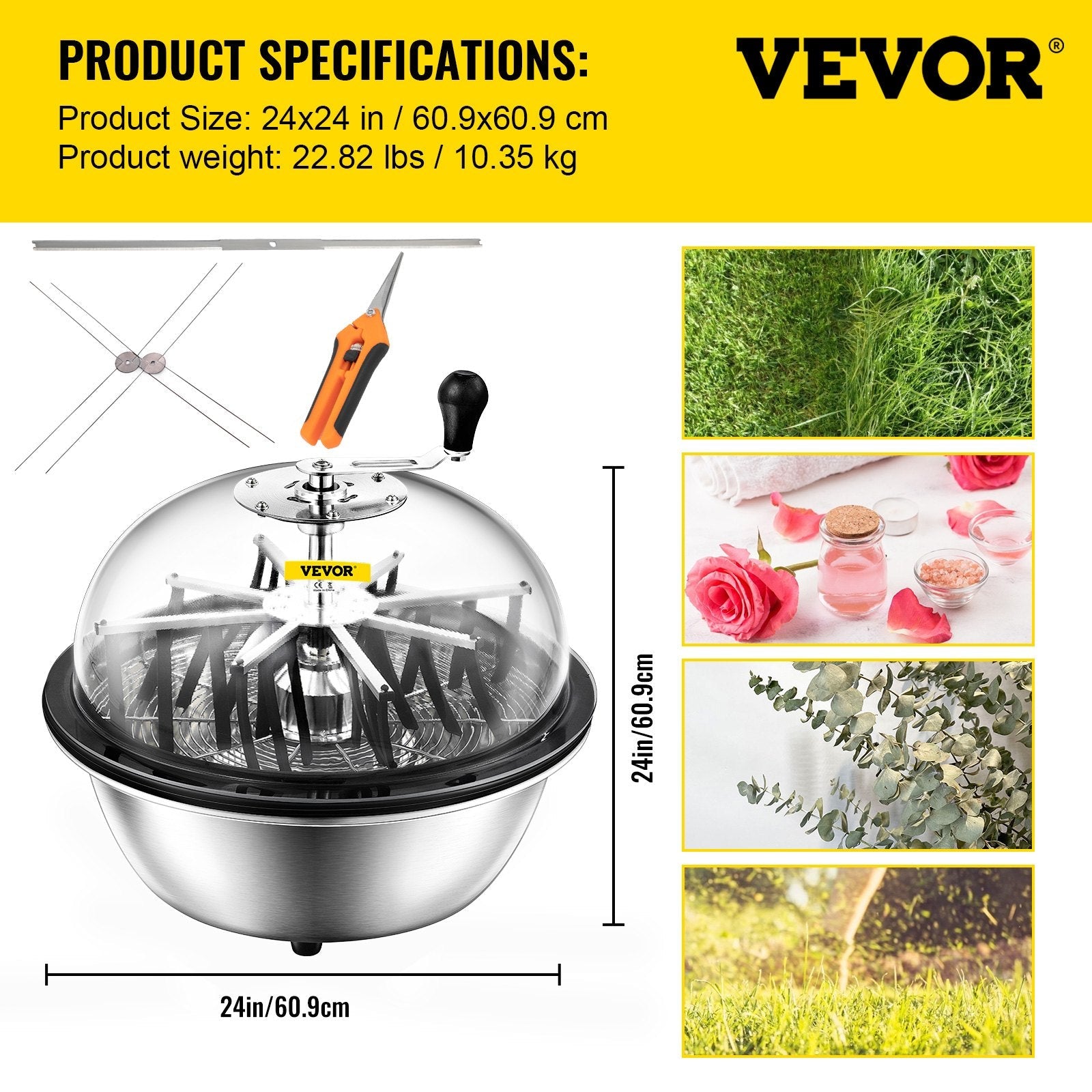 VEVOR 24 Inch Bowl Trimmer Manual Leaf Bowl Trimmer Hydroponic Pro Bowl Trimmer Leaf Bud Trim Reaper Cutter Twisted Spin Cut Plant Bud Flower(24 inch Bowl Trimmer) 