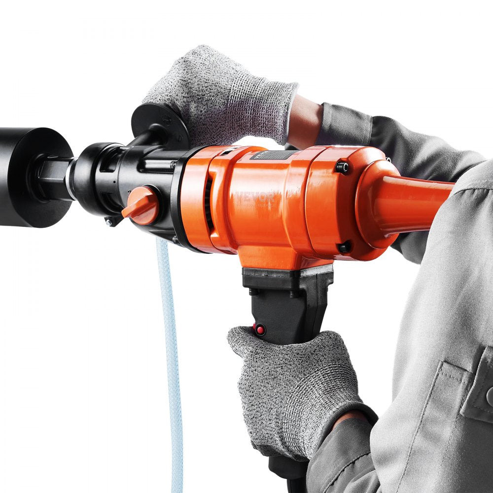 VEVOR Diamond Core Drilling Machine, 4in Handheld Wet Concrete Core Drill Rig, 1100-2400RPM Two Speed & 1-1/4" Thread & 2 Bubble Levels, 3-4in Drilling Diameter for Concrete Brick Block Stone, 1500W 