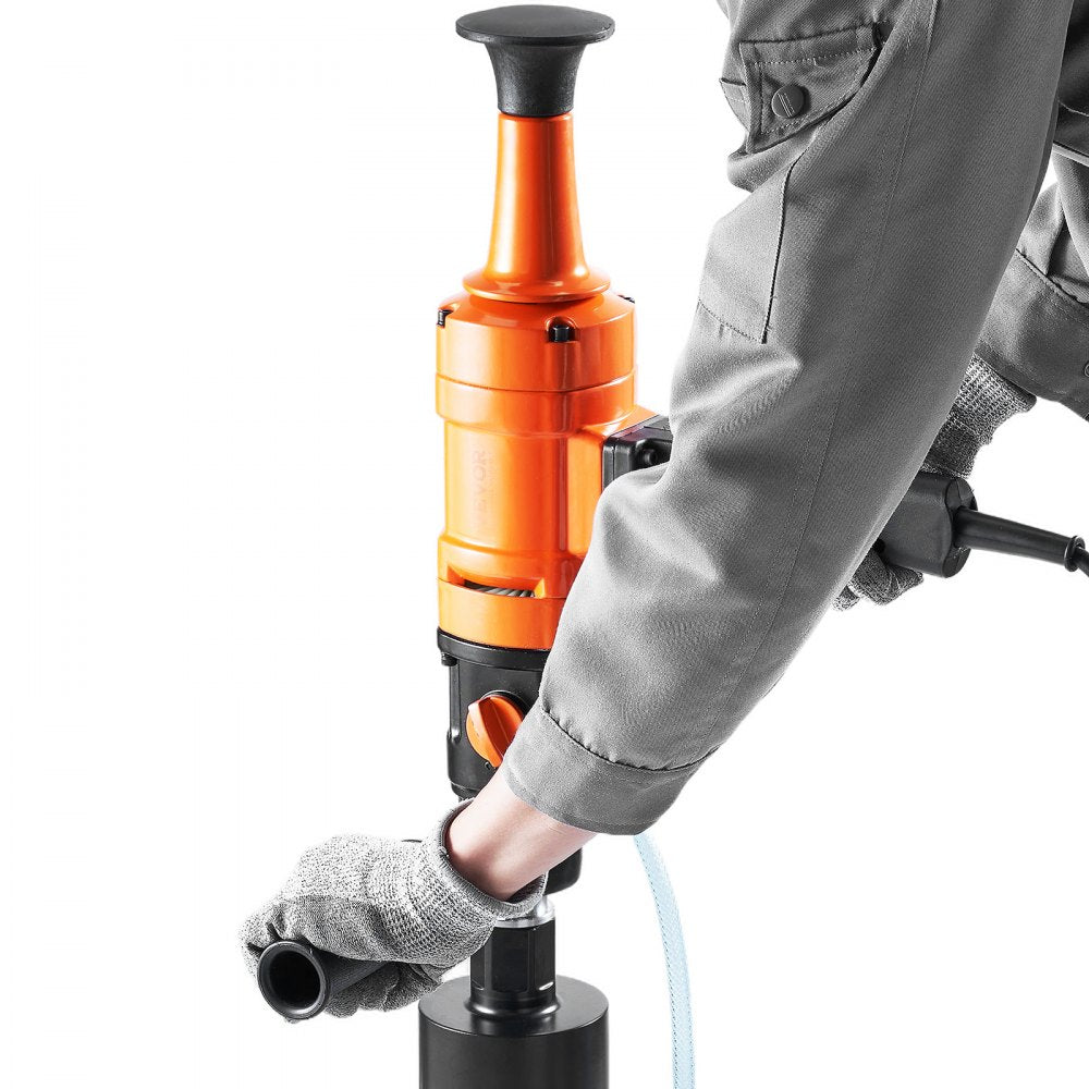VEVOR Diamond Core Drilling Machine, 4in Handheld Wet Concrete Core Drill Rig, 1100-2400RPM Two Speed & 1-1/4" Thread & 2 Bubble Levels, 3-4in Drilling Diameter for Concrete Brick Block Stone, 1500W 