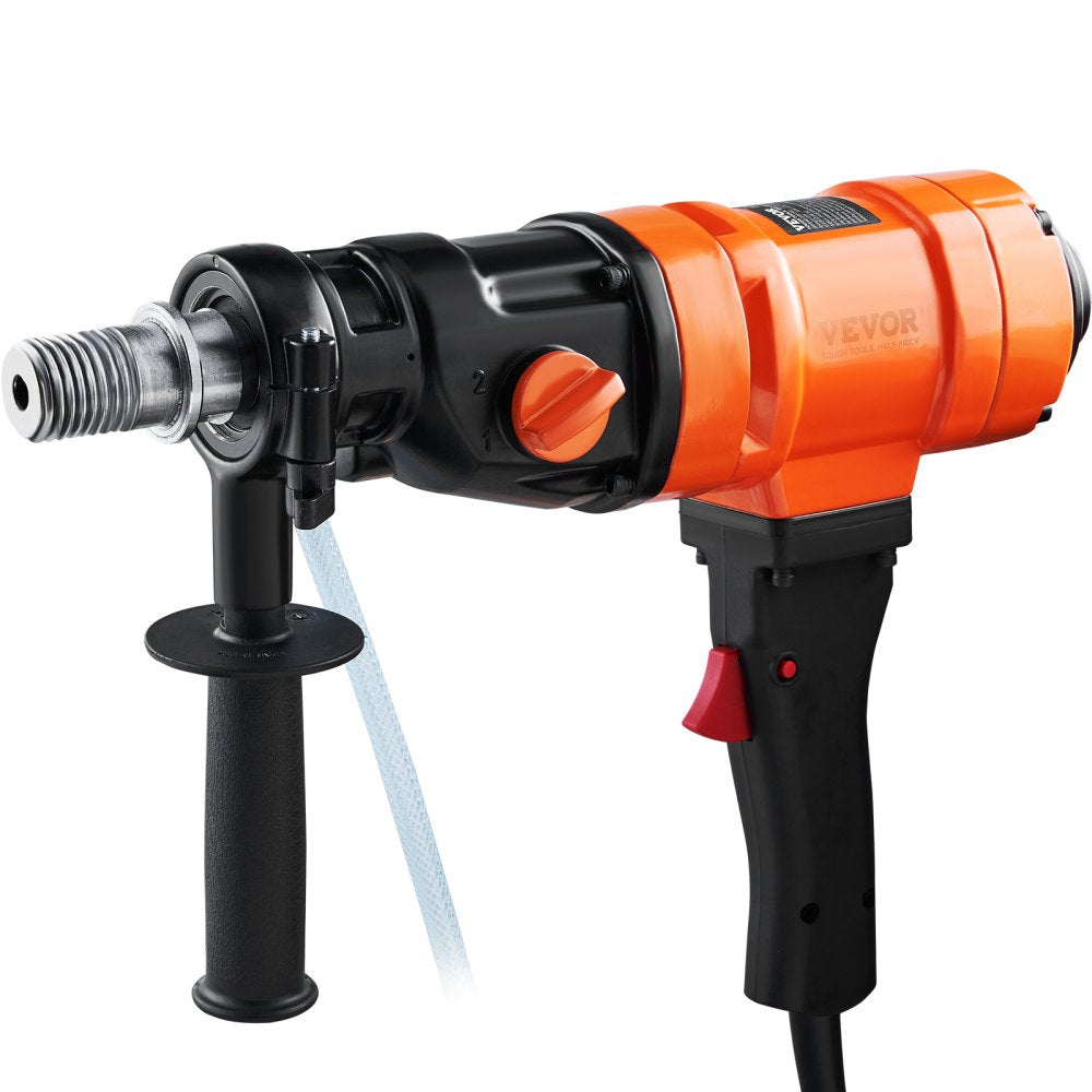 VEVOR Diamond Core Drilling Machine, 4in Handheld Wet Concrete Core Drill Rig, 1100-2400RPM Two Speed & 1-1/4" Thread & 2 Bubble Levels, 3-4in Drilling Diameter for Concrete Brick Block Stone, 1500W 
