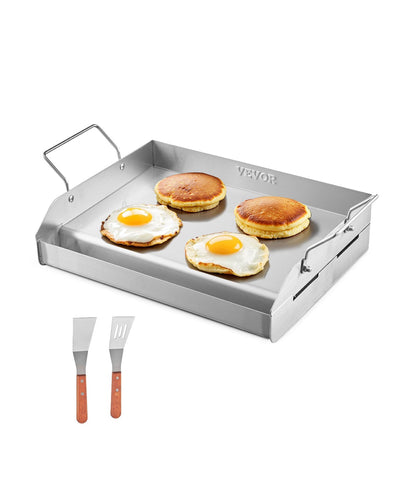 VEVOR 17x13 in Flat Top Griddle Stainless Steel Universal BBQ Grill Pan Cookware 