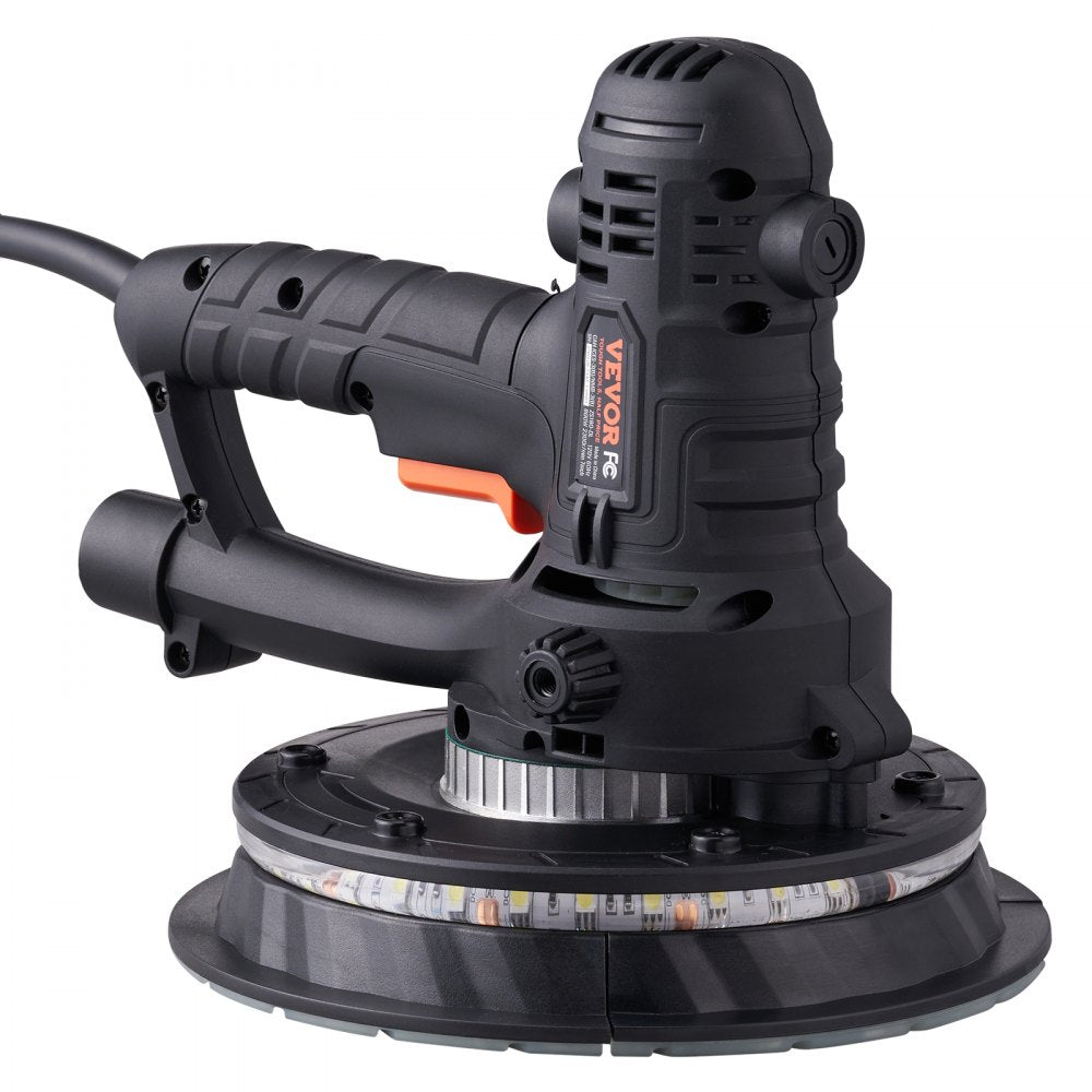 VEVOR Drywall Sander, 800W Electric Sander with 12 Sanding Discs, Variable Speed 1200-2300 RPM Wall Sander with Automatic Vacuum Dust Collection System, Double LED Lights, Dust Bag, Detachable Edge 