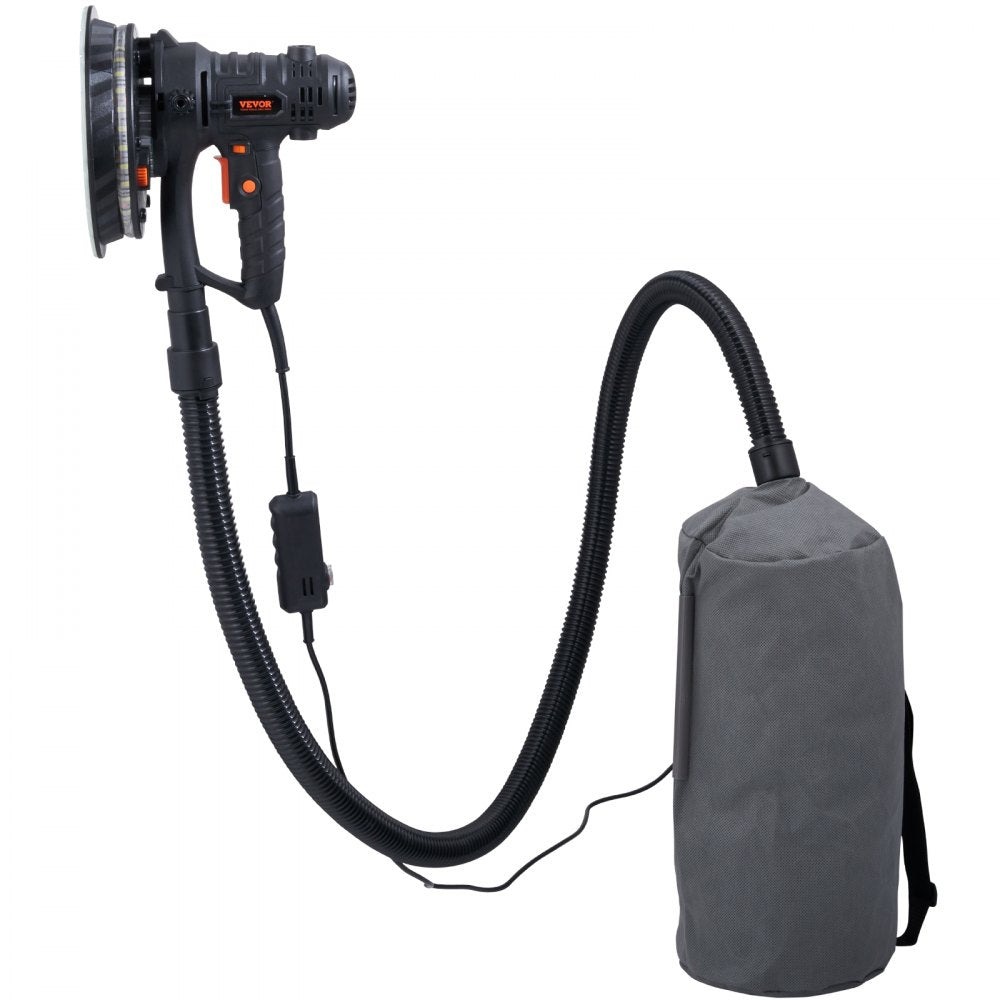 VEVOR Drywall Sander, 800W Electric Sander with 12 Sanding Discs, Variable Speed 1200-2300 RPM Wall Sander with Automatic Vacuum Dust Collection System, Double LED Lights, Dust Bag, Detachable Edge 