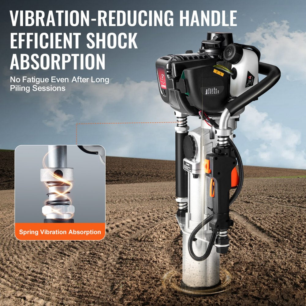 VEVOR 37.77cc Gas-Powered T Post Driver 4-Stroke Fence Piling Pounder w/ 3 Head 